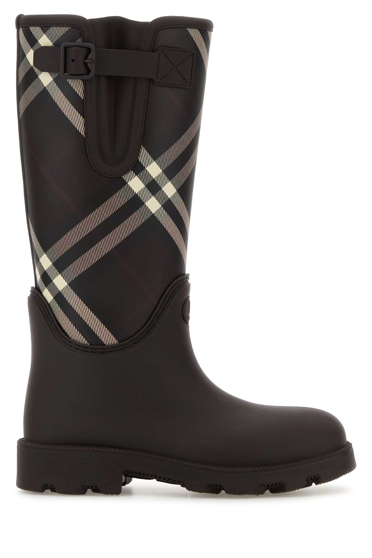 Burberry Printed Canvas Boots In Black