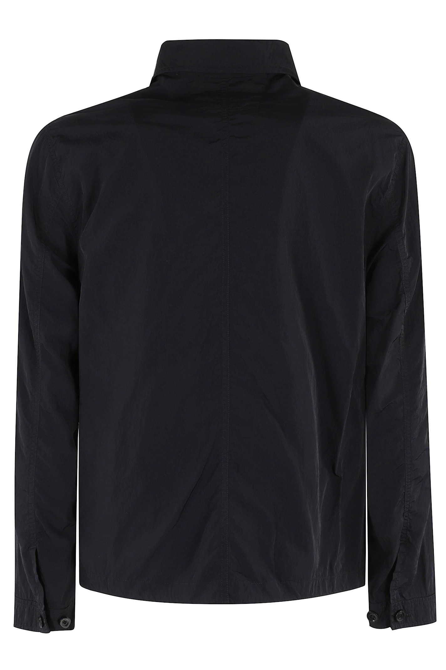 C.p. Company C.p.company Chrome-r Full Zip Logo Overshirt In Total Eclipse