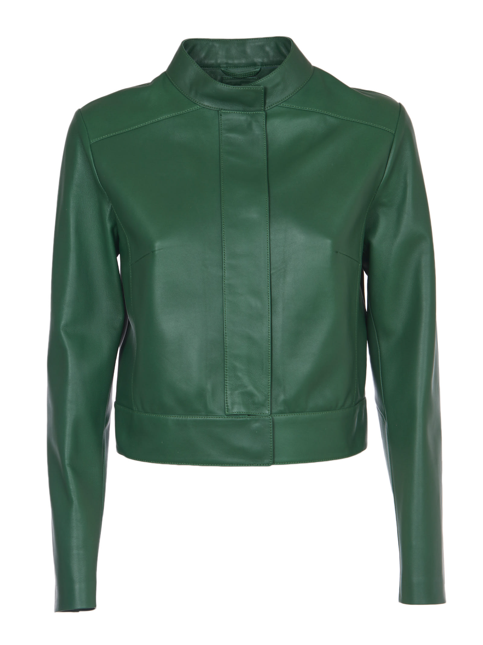Desa 1972 Green Leather Short Jacket