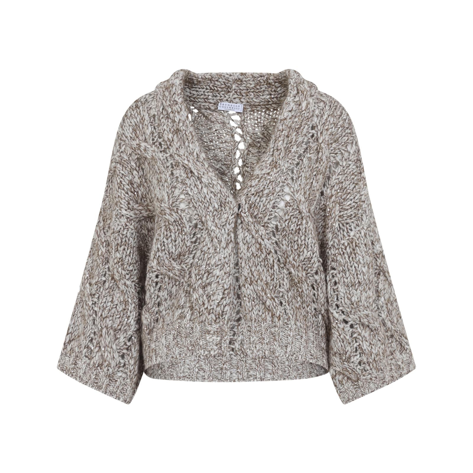 Brunello Cucinelli Braid Cardigan In Gray