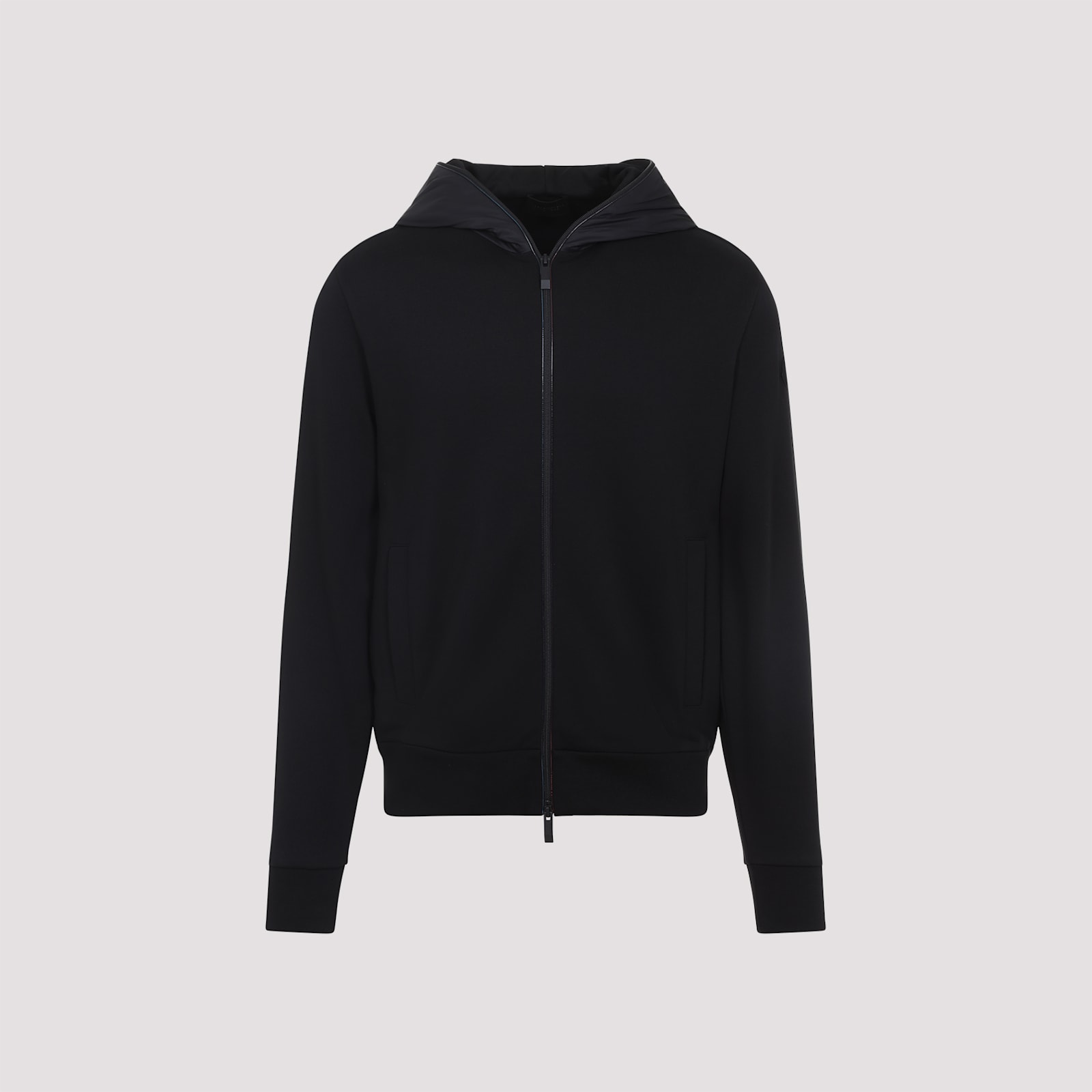 Moncler Zip-up Hooded Sweatshirt In Black