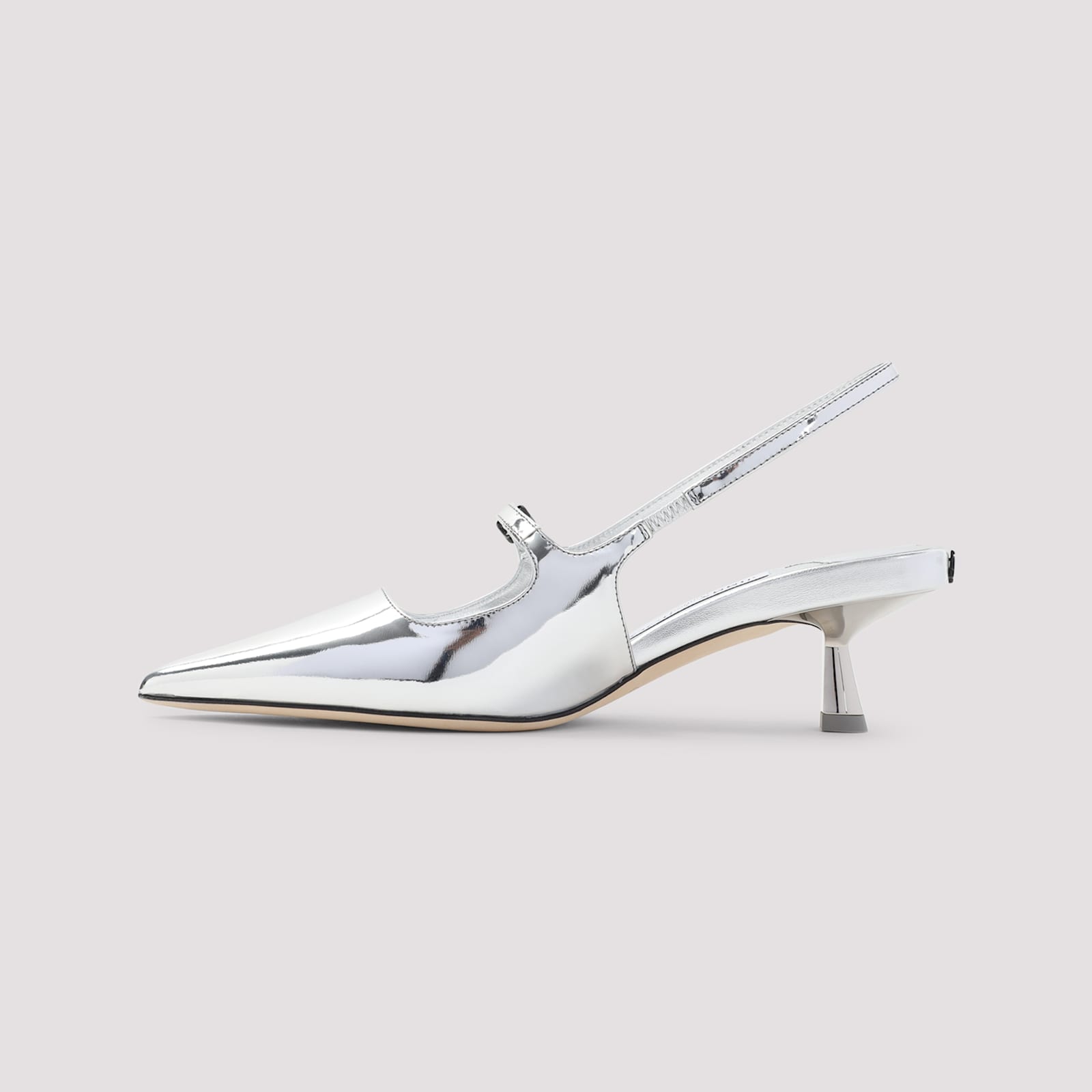 Jimmy Choo 'didi 45' Gold Colored Pumps With Patent Finish In Silver