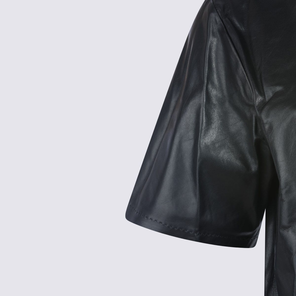 Amiri Short Sleeve Leather Jacket With Chest Pocket In Black