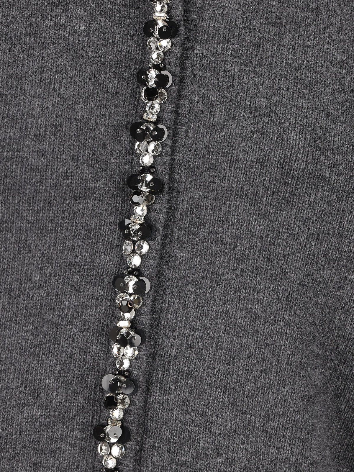 Shop Valentino Embellished Crewneck Cardigan In Grey Dark Melange