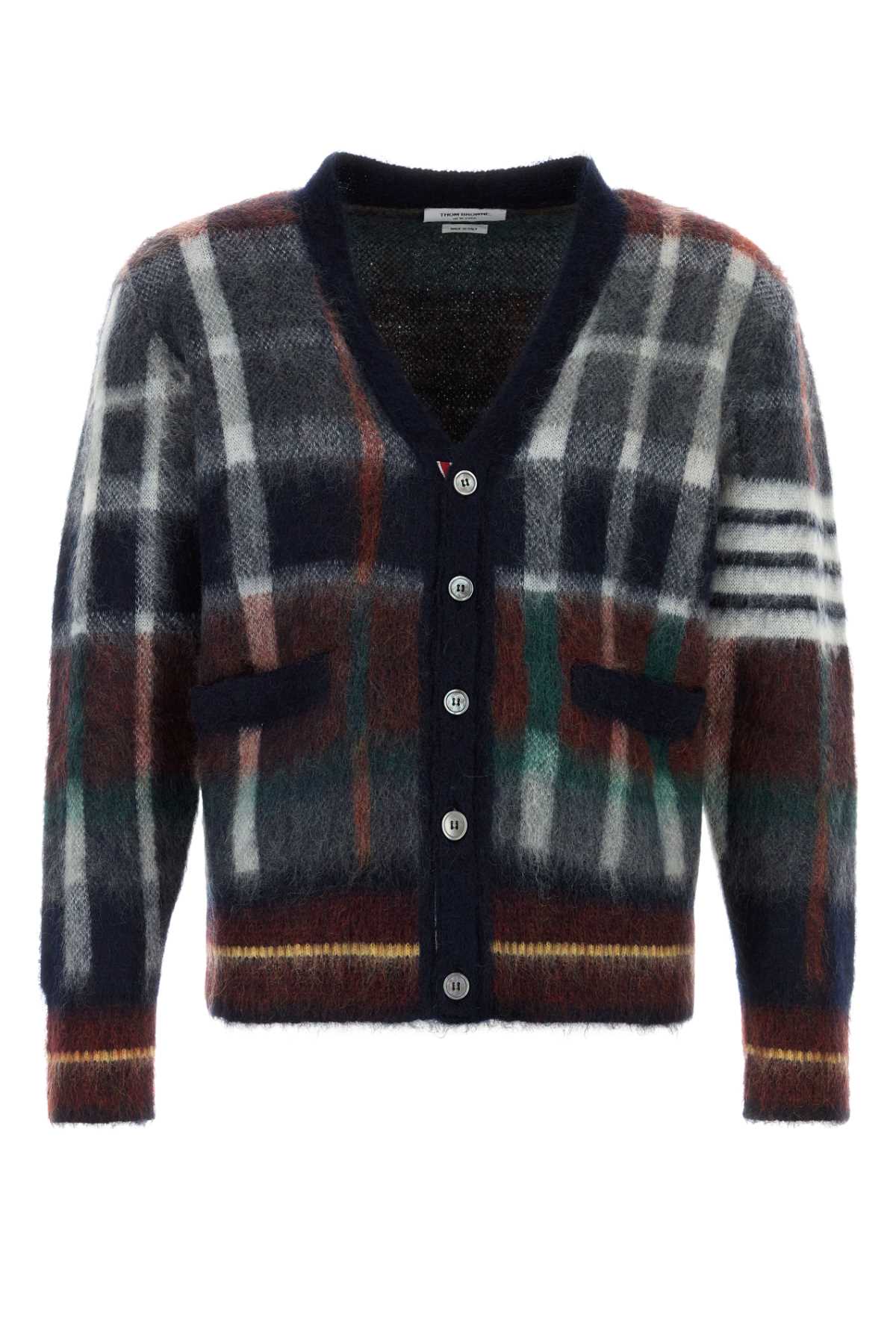 Shop Thom Browne Embroidered Mohair Blend Cardigan In Seasonalmulti