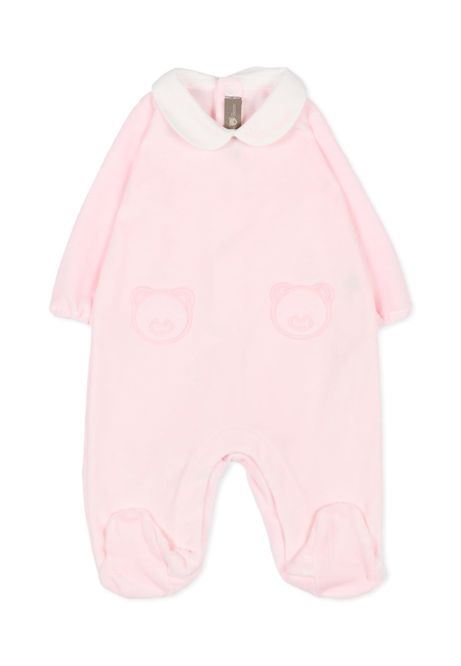 Little Bear Pink Babygrow For Baby Girl With Logo In Pink