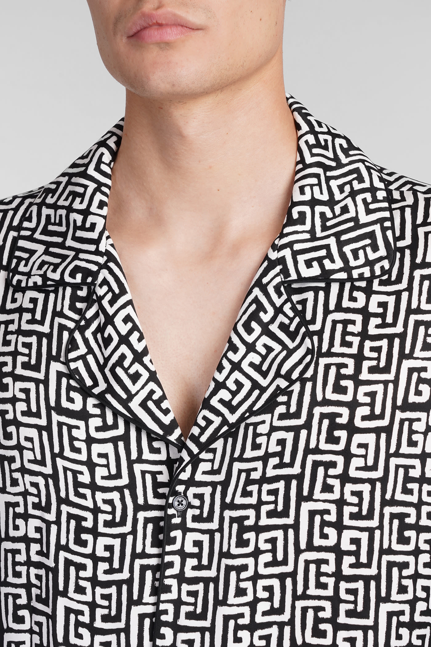 Shop Balmain Shirt In Black Polyamide Polyester