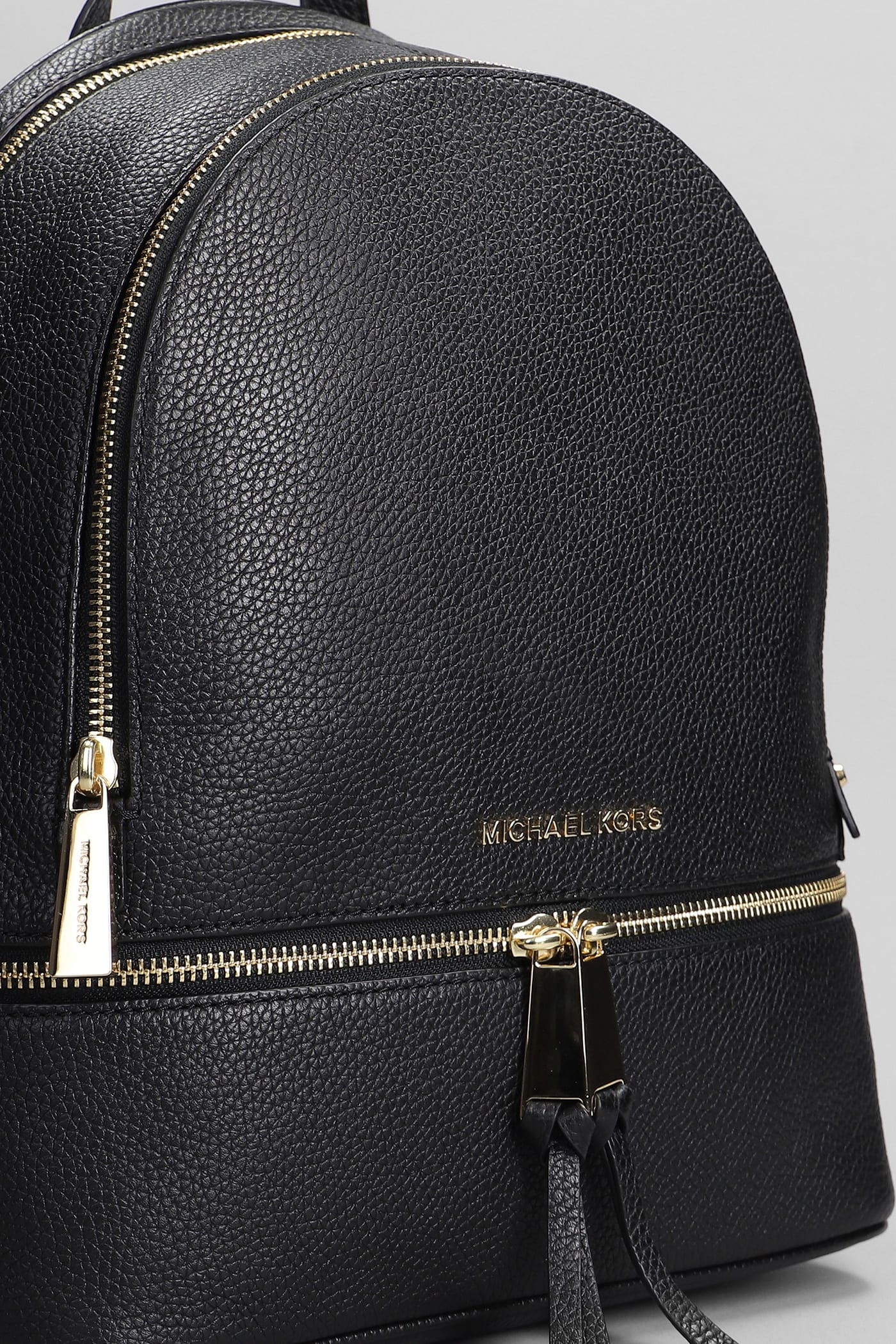 Shop Michael Kors Rhea Backpack In Black Leather