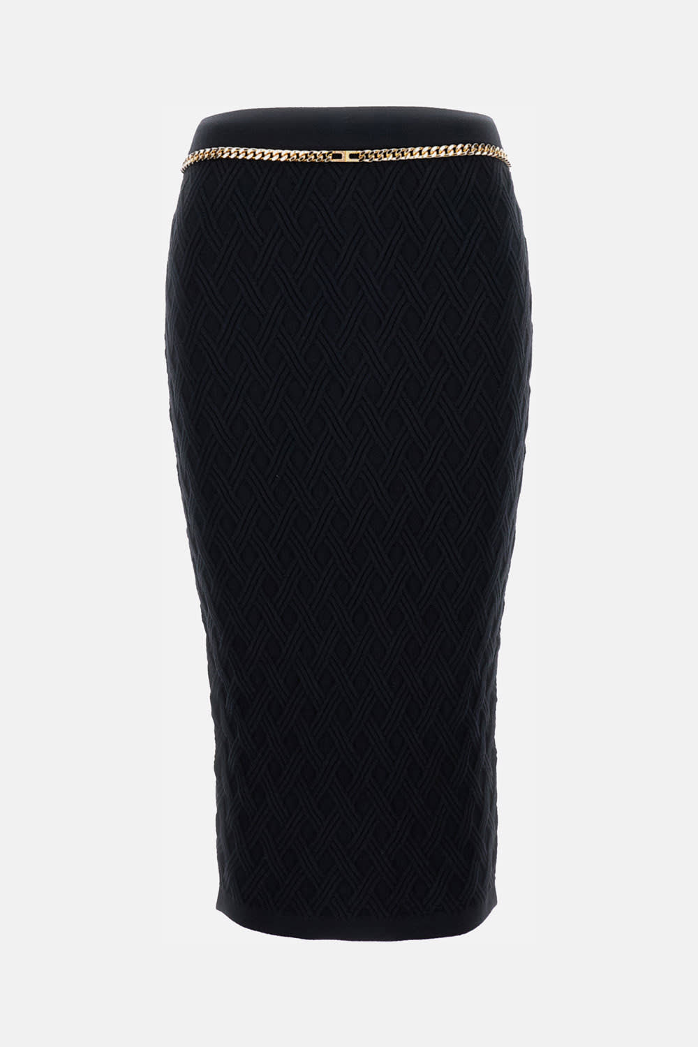 Elisabetta Franchi Chain-embellished Geometric Midi Skirt In Black