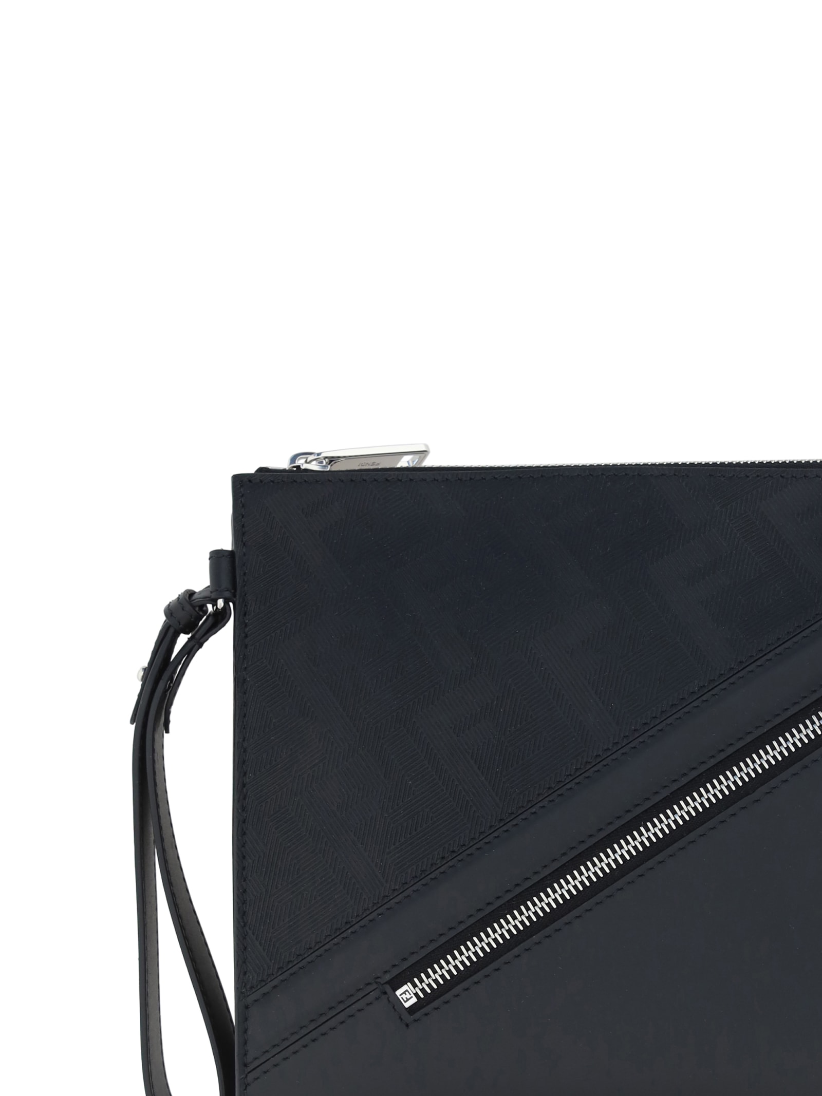 Shop Fendi Clutch In Nero/palladio