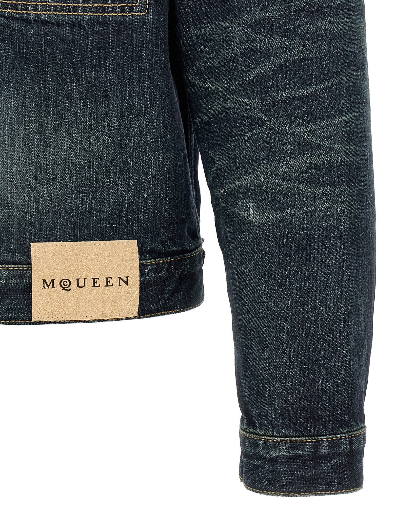 Alexander Mcqueen Trucker Puffer Jackets Blue In Blue