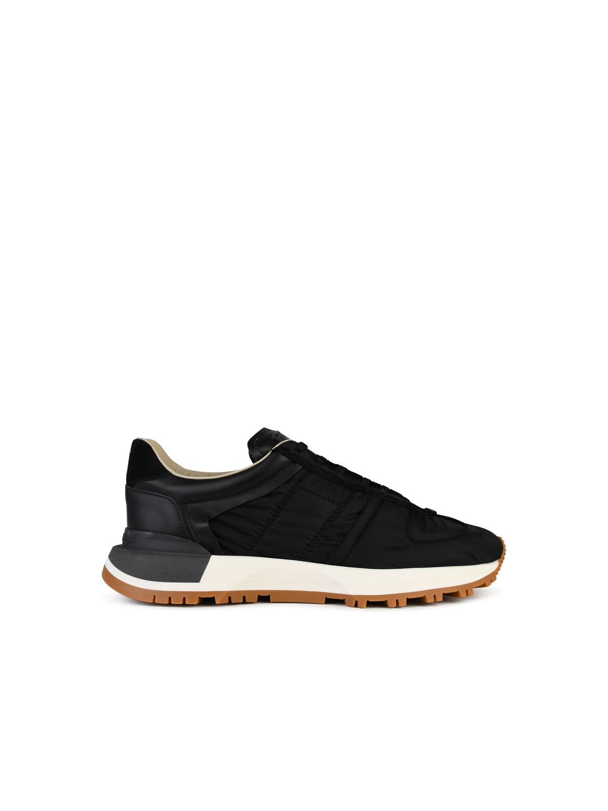 Shop Maison Margiela 50-50 Black Leather Blend Sneakers