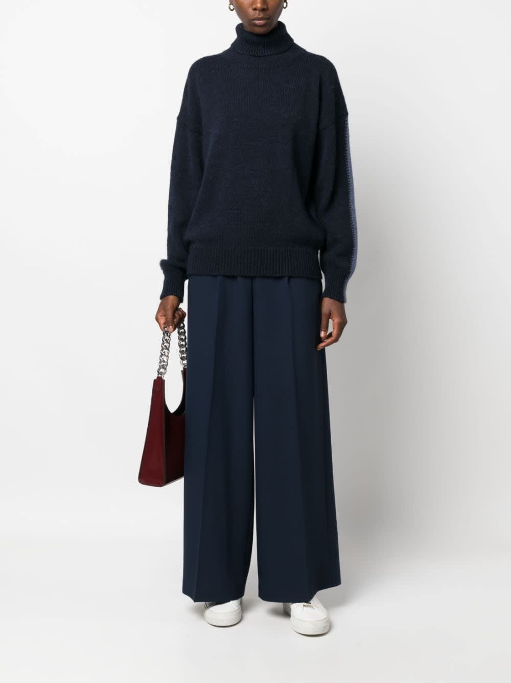 Alysi Mohair Wool Turtleneck Sweater In Blue