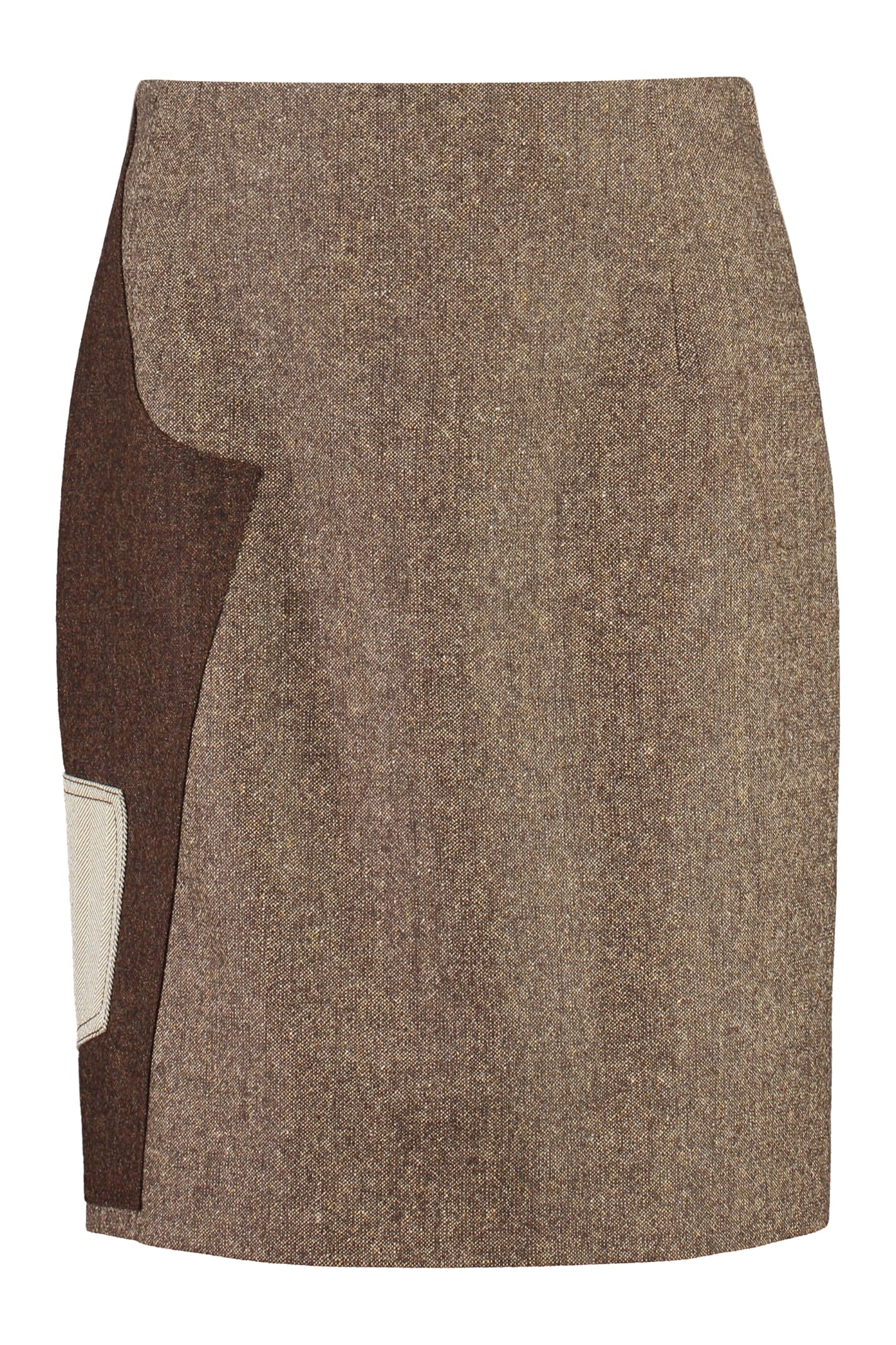 Shop Moschino Wool Blend Midi Skirt In Brown