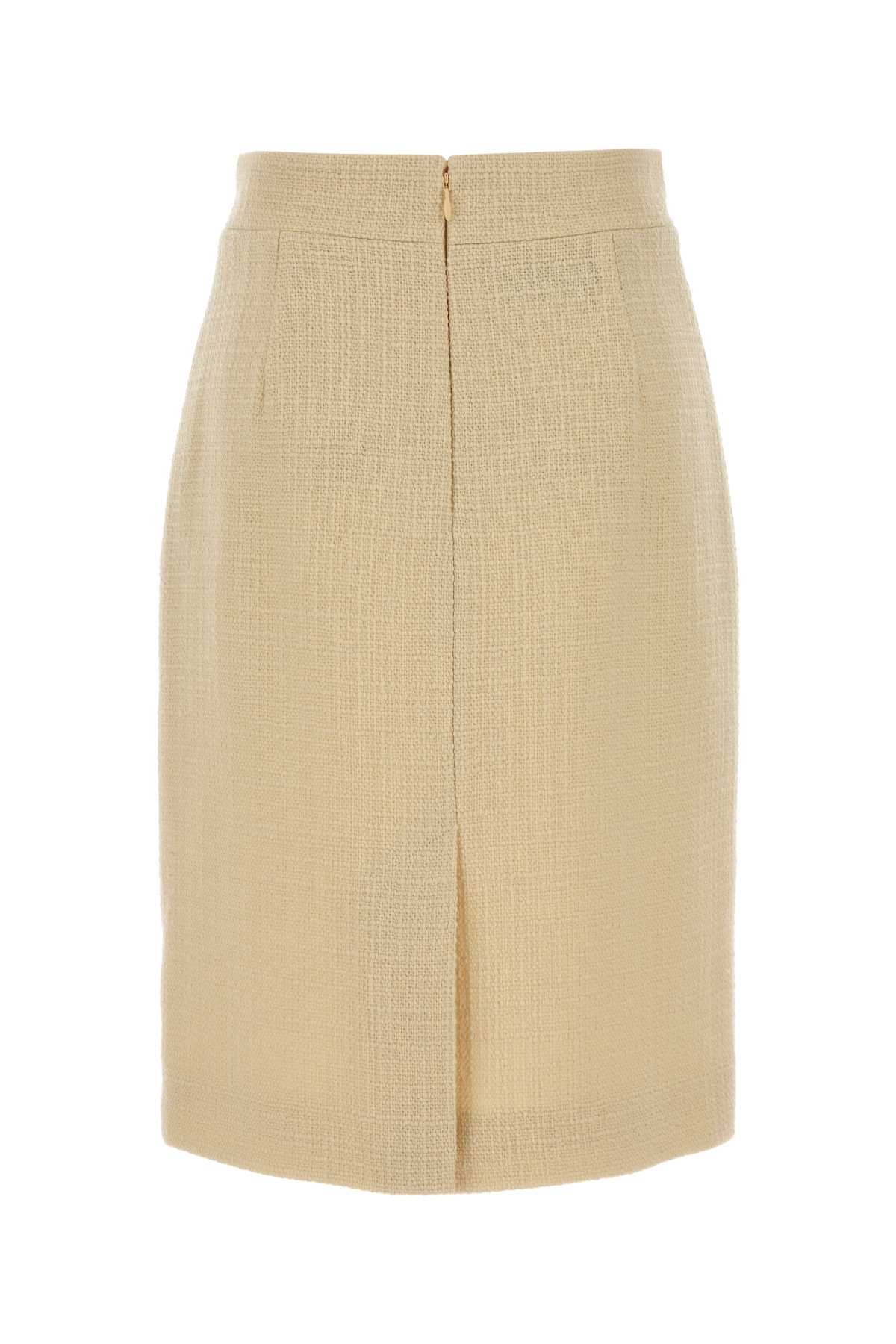 Valentino High-waisted Knee-length Textured Skirt In Brown