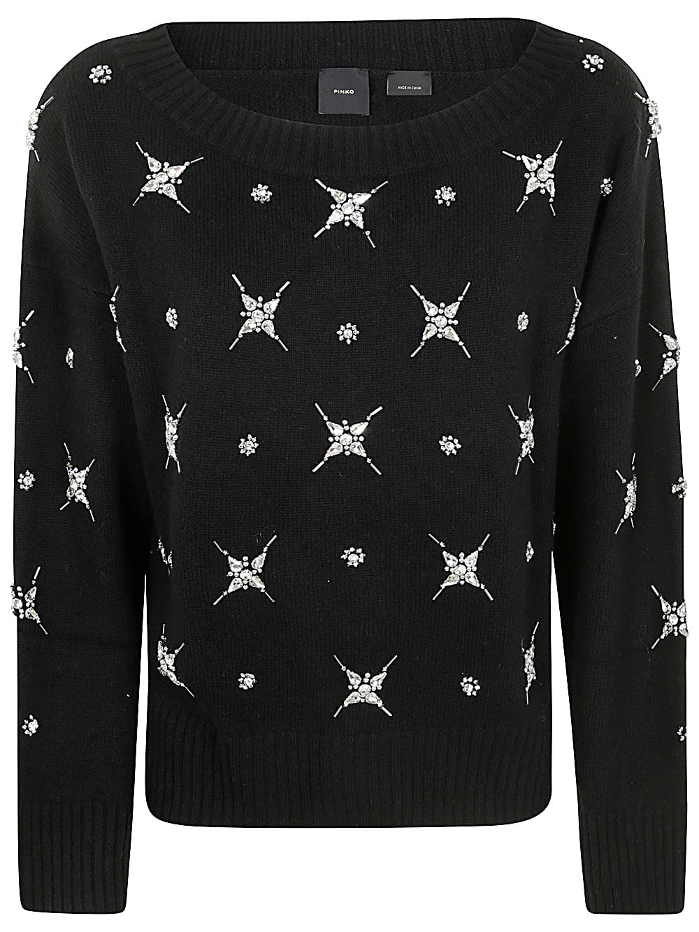 Shop Pinko Scottish Fold Cashmere Mix Sweater In Black Limousine