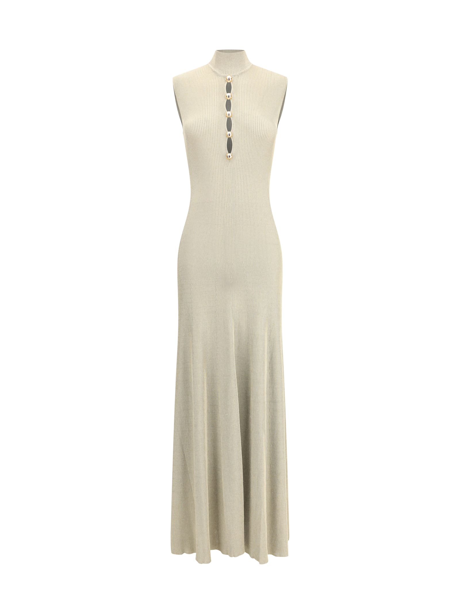 Self-portrait Lurex Knit Long Dress In Green