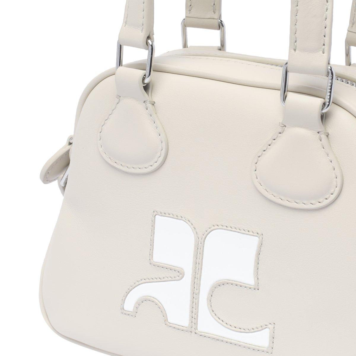 Shop Courrèges Logo Patch Zip-up Bowling Bag In Grey