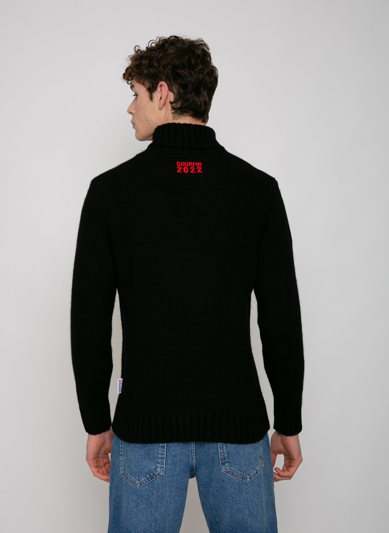 Shop Mc2 Saint Barth Man High Neck Sweater With Super G Embroidery Super G Special Edition In Black