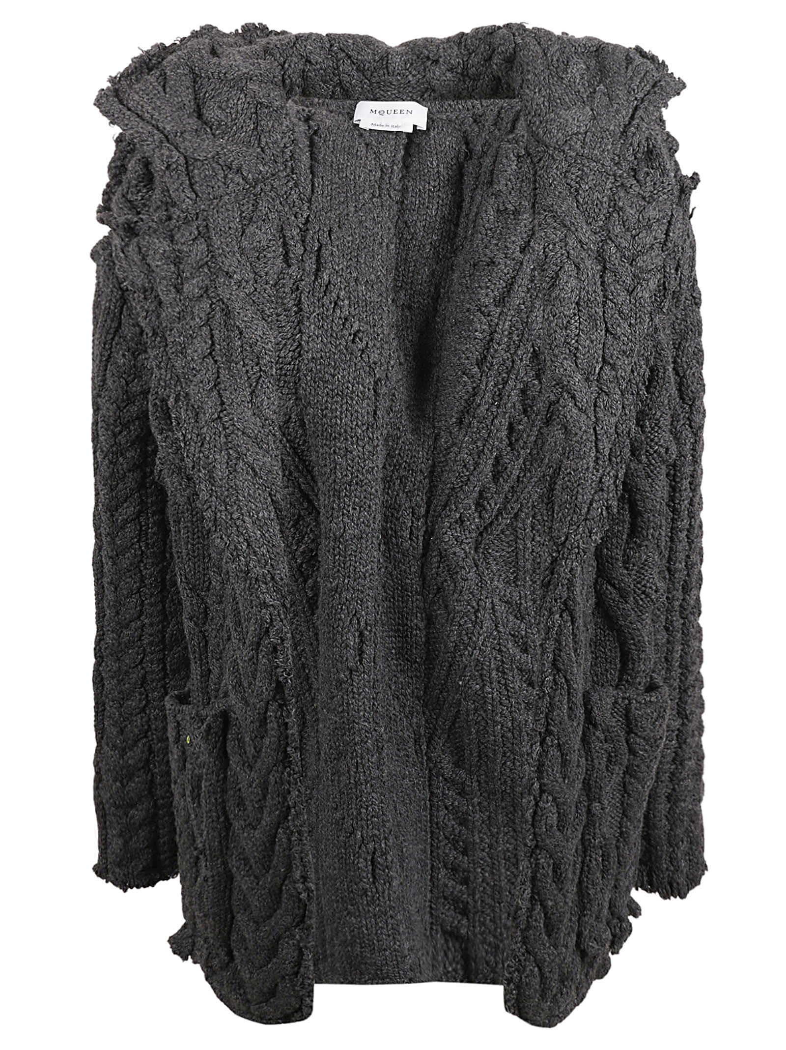 Shop Alexander Mcqueen Braid Knit Cardigan In Grey Mélange