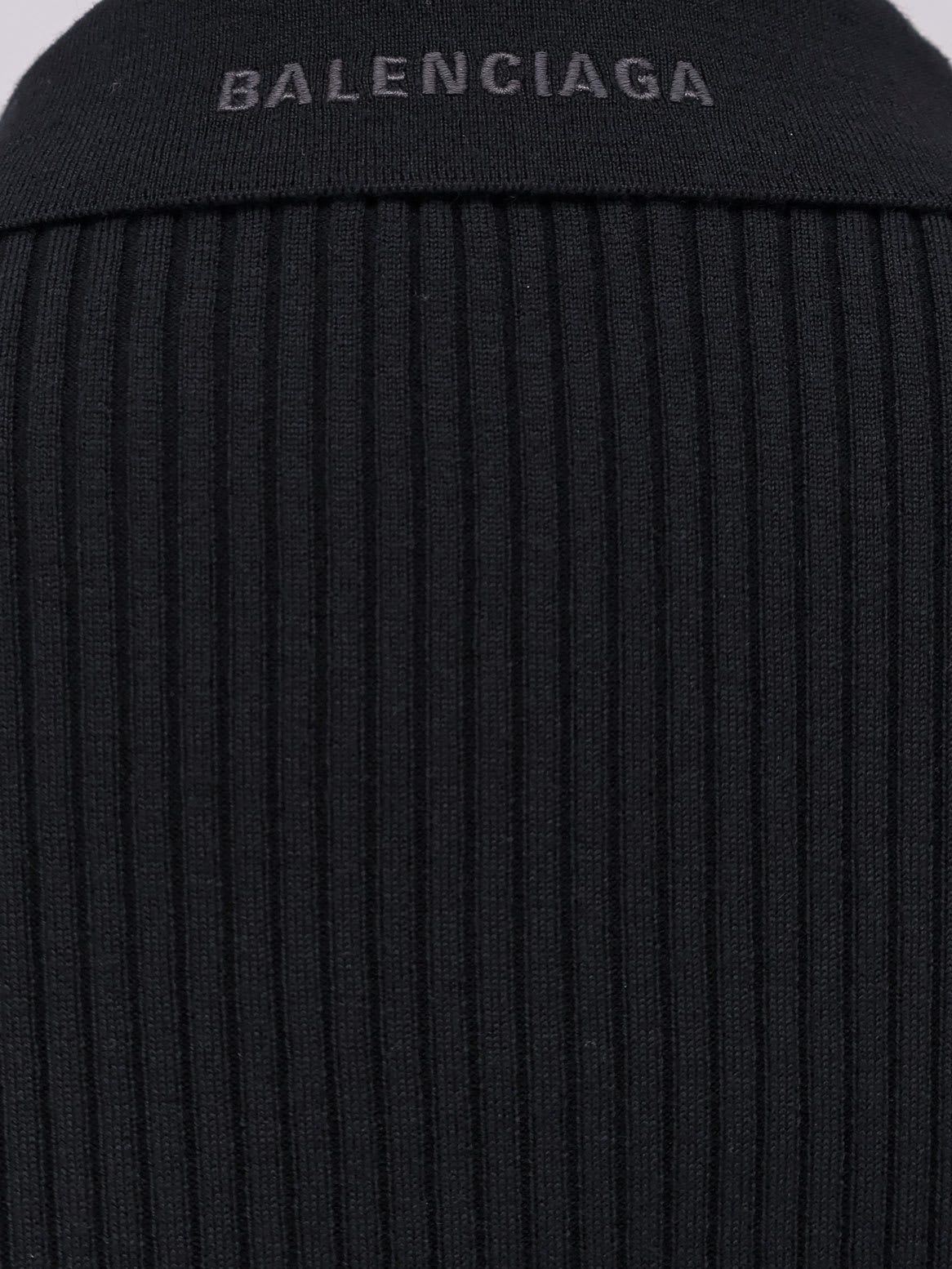 Balenciaga Wool Blend Mini Dress With Ribbed Texture In Black