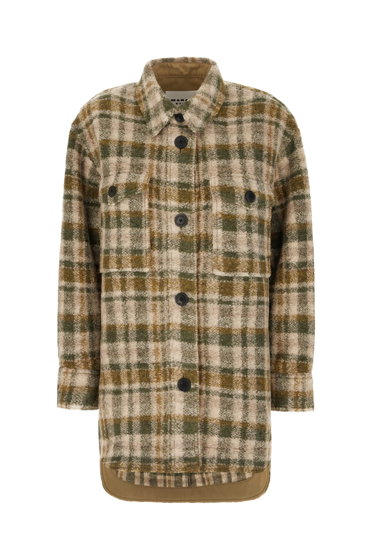 Marant Etoile Multicolor Wool Blend Jacket In Khaki Ecru