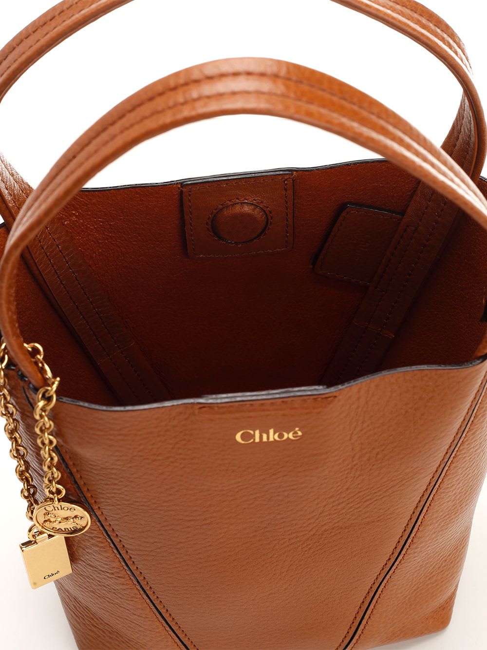 Chloé Spin Small Tote Bag In Brown