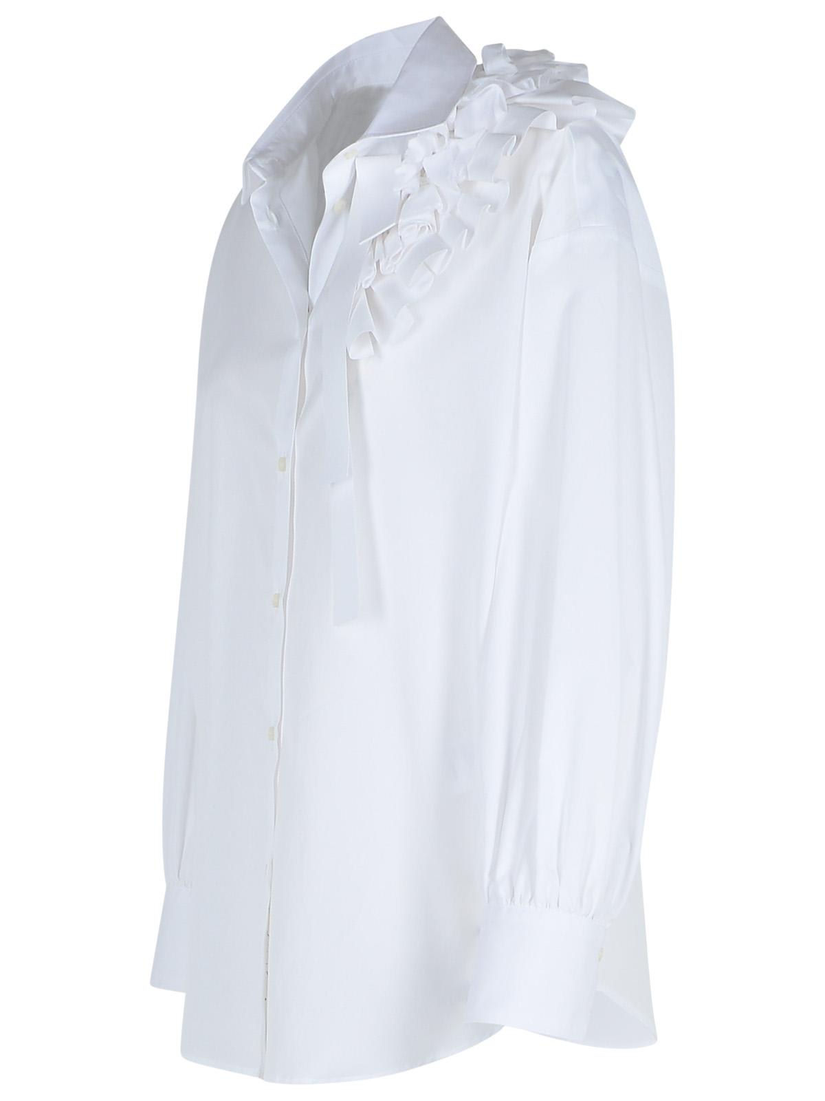 Msgm Cotton Shirt Ruffle Detail In White