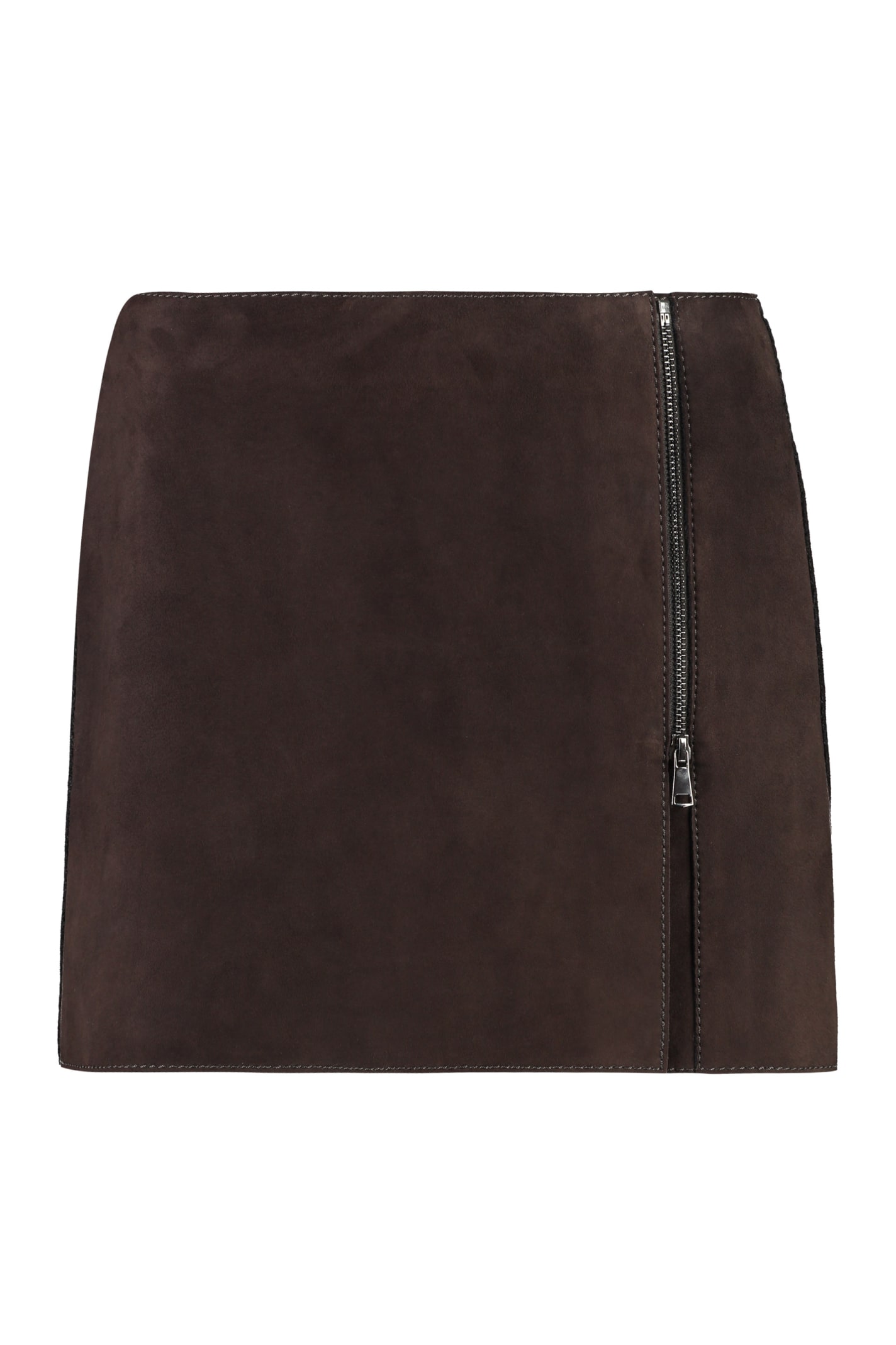 Shop P.a.r.o.s.h Leather Mini Skirt In Brown