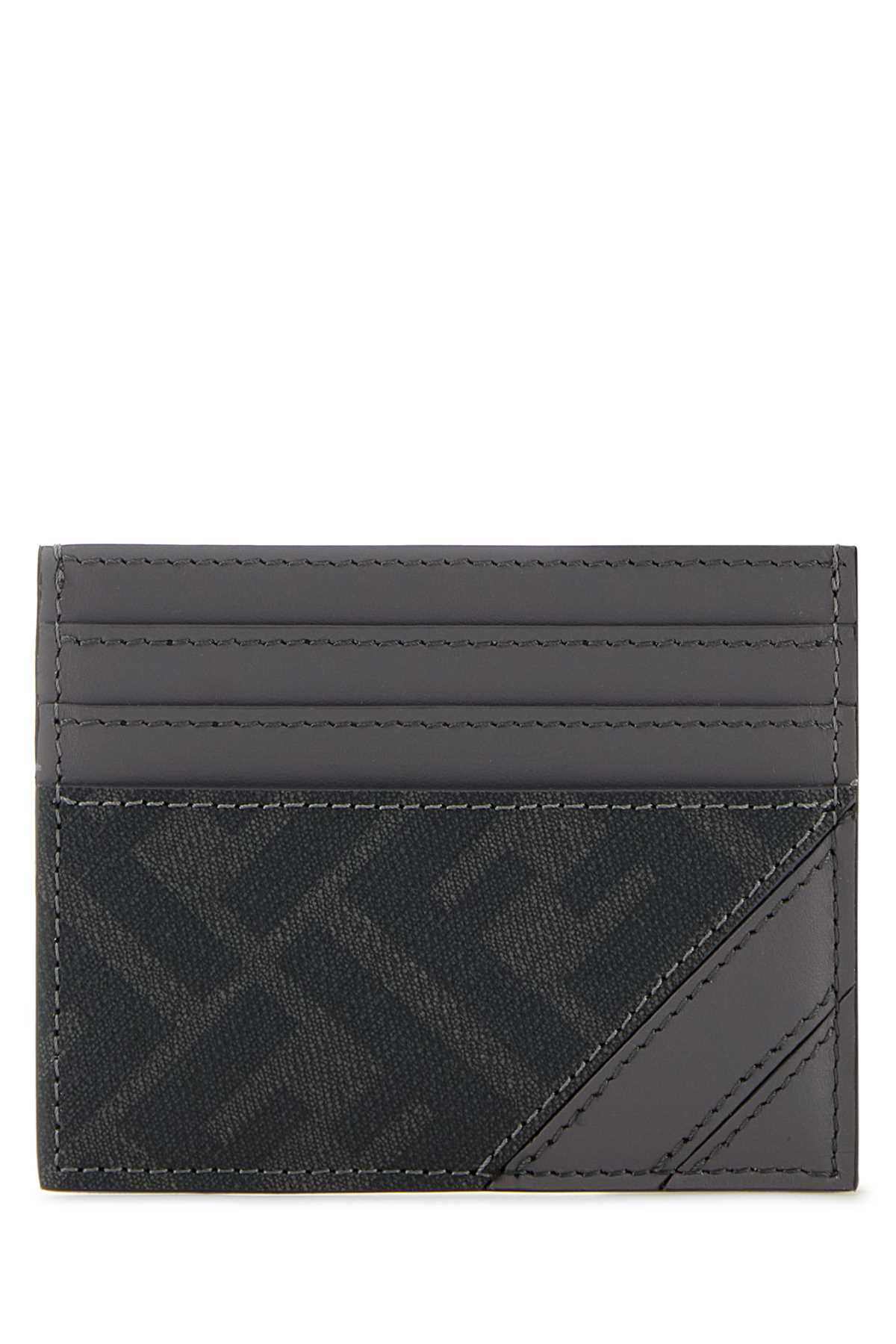 Shop Fendi Multicolor Leather And Canvas Cardholder In Acciaiopalladio