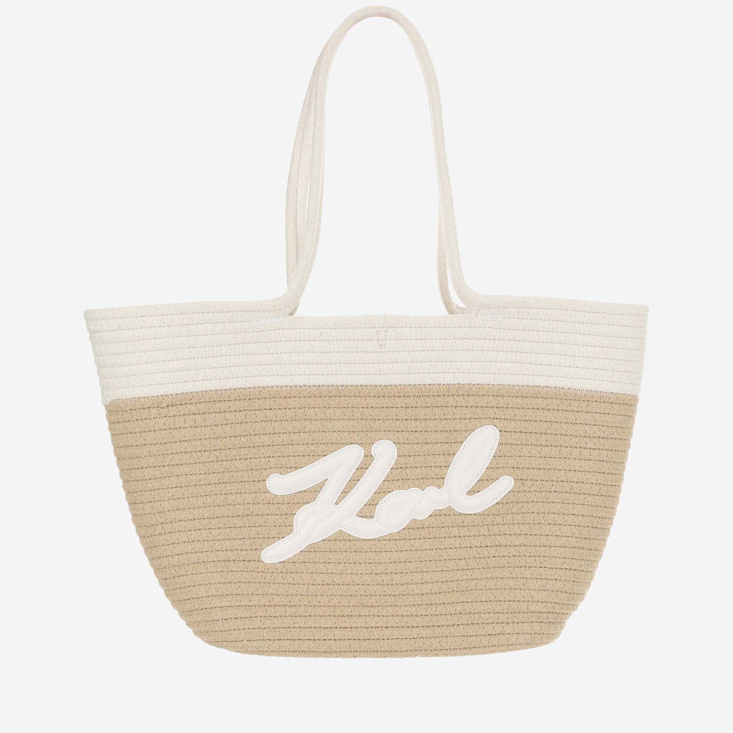 Shop Karl Lagerfeld Fabric Tote Bag With Logo In White