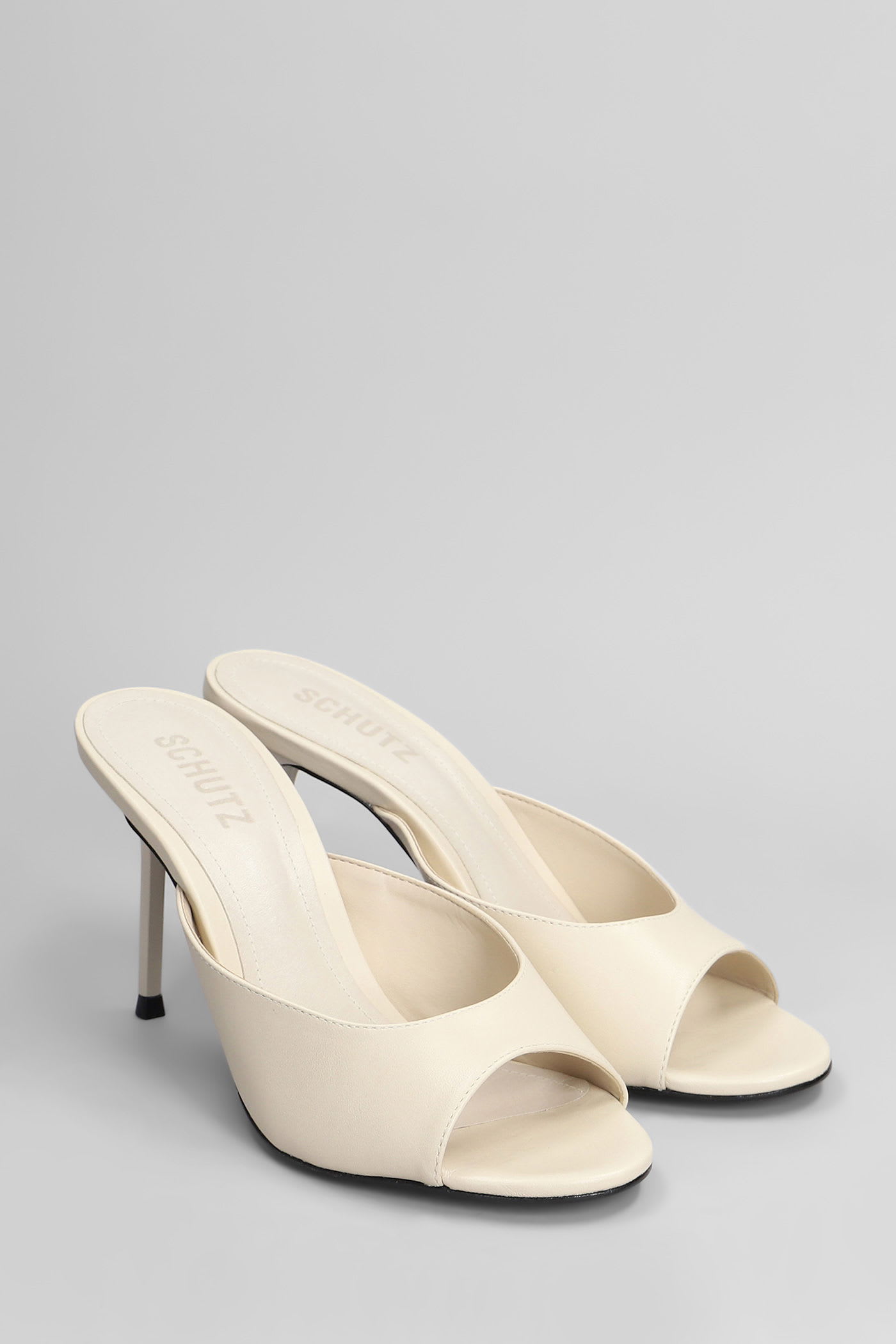 Shop Schutz Slipper-mule In Beige Leather
