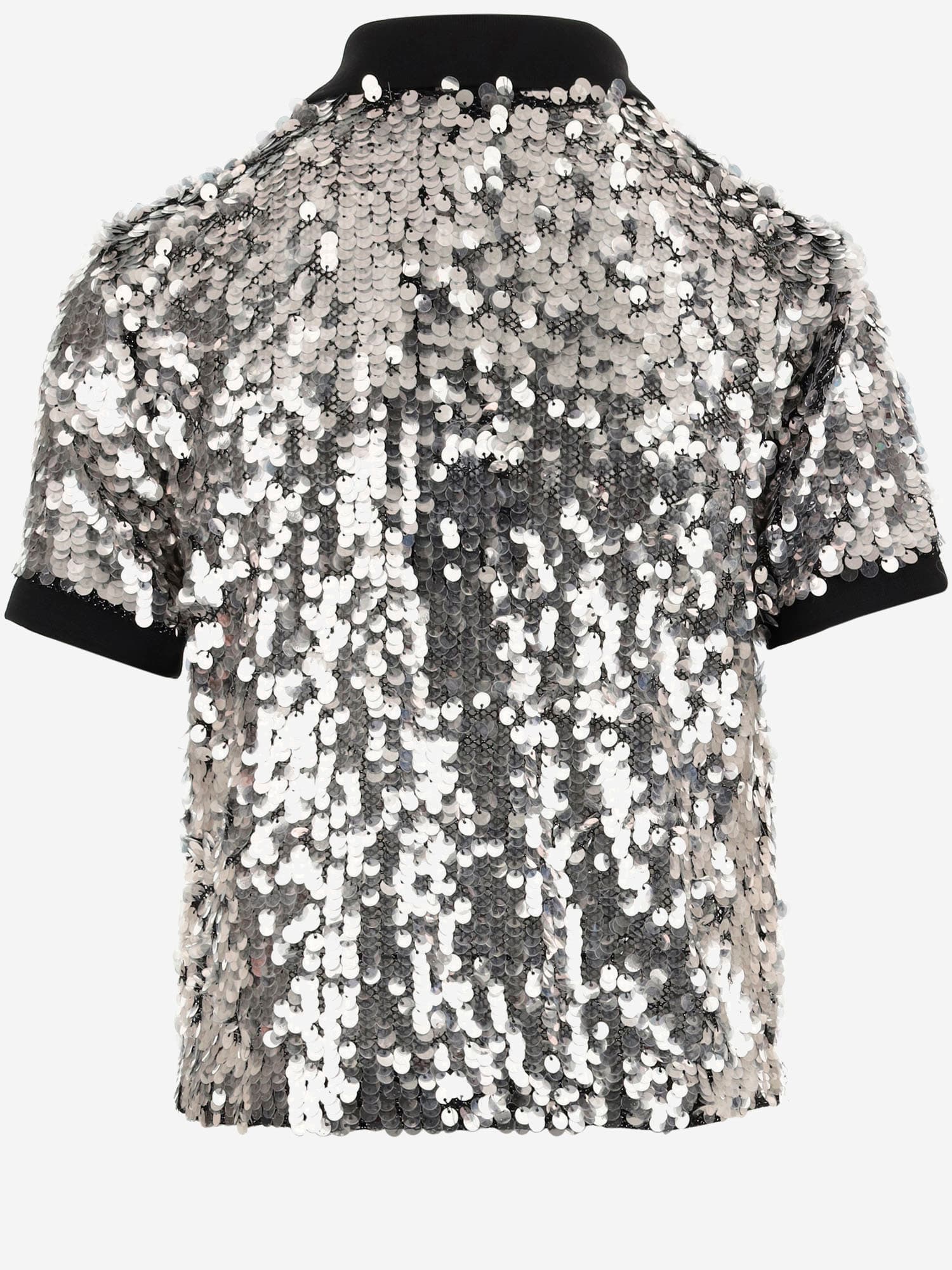 Shop Pinko Sequined Polo Shirt In Silver