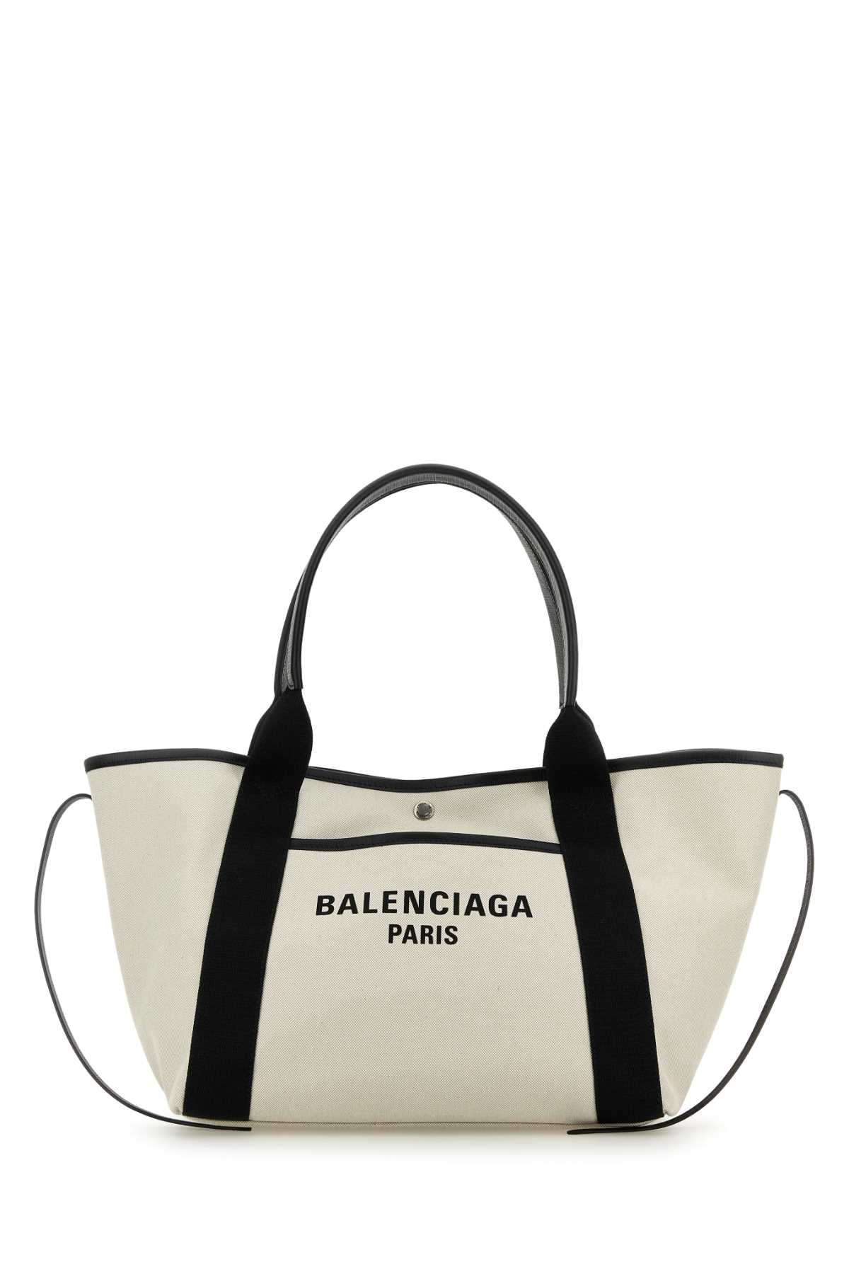 Shop Balenciaga Sand Canvas Medium Biarritz Shopping Bag In Naturalblack