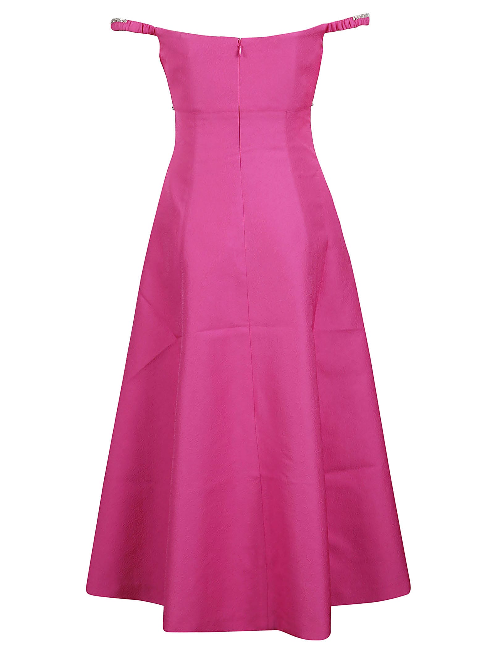 Shop Self-portrait Textured Diamante Detail Midi Dress In Pink