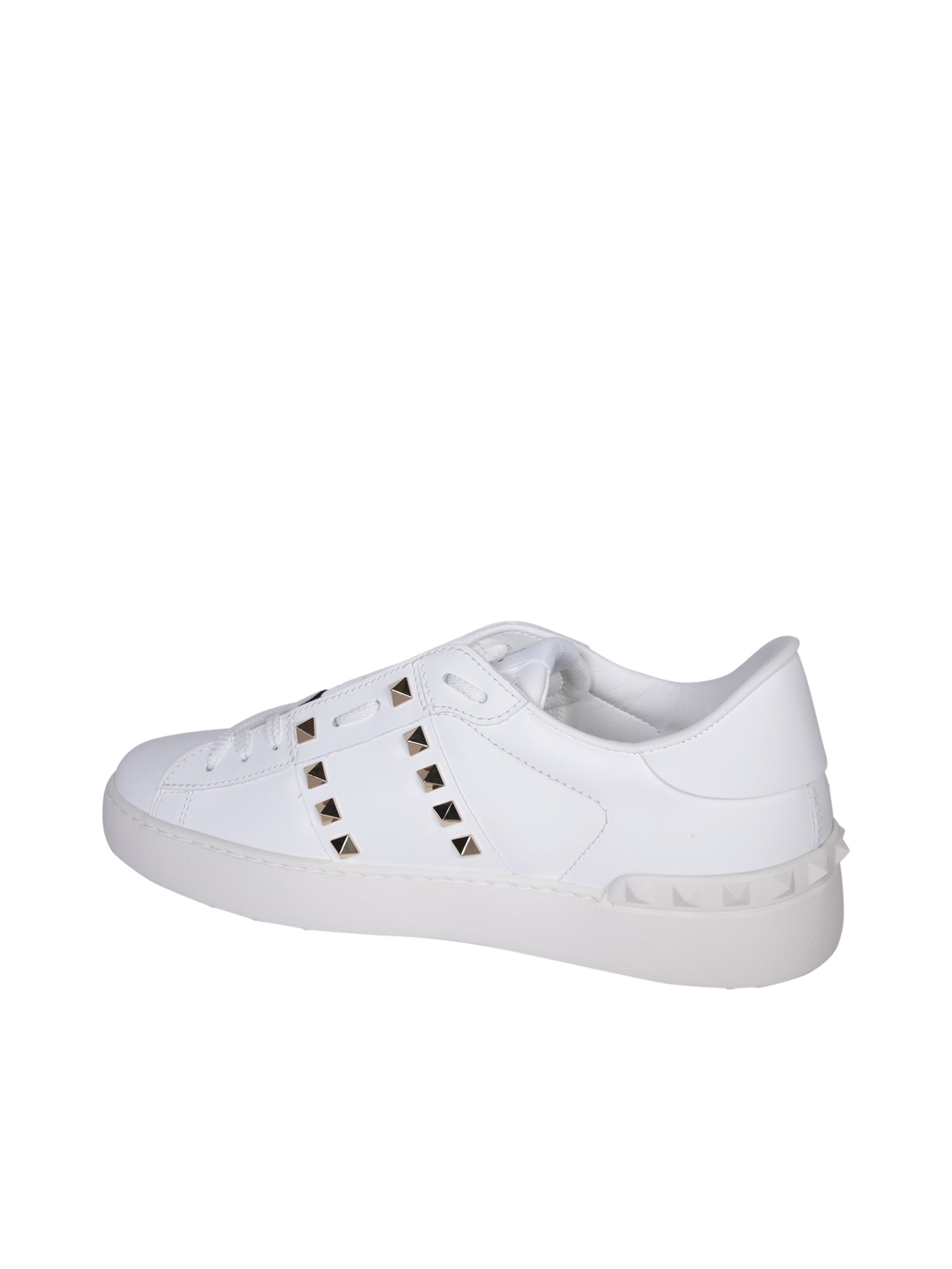 Shop Valentino Rockstud Untitled White Sneakers