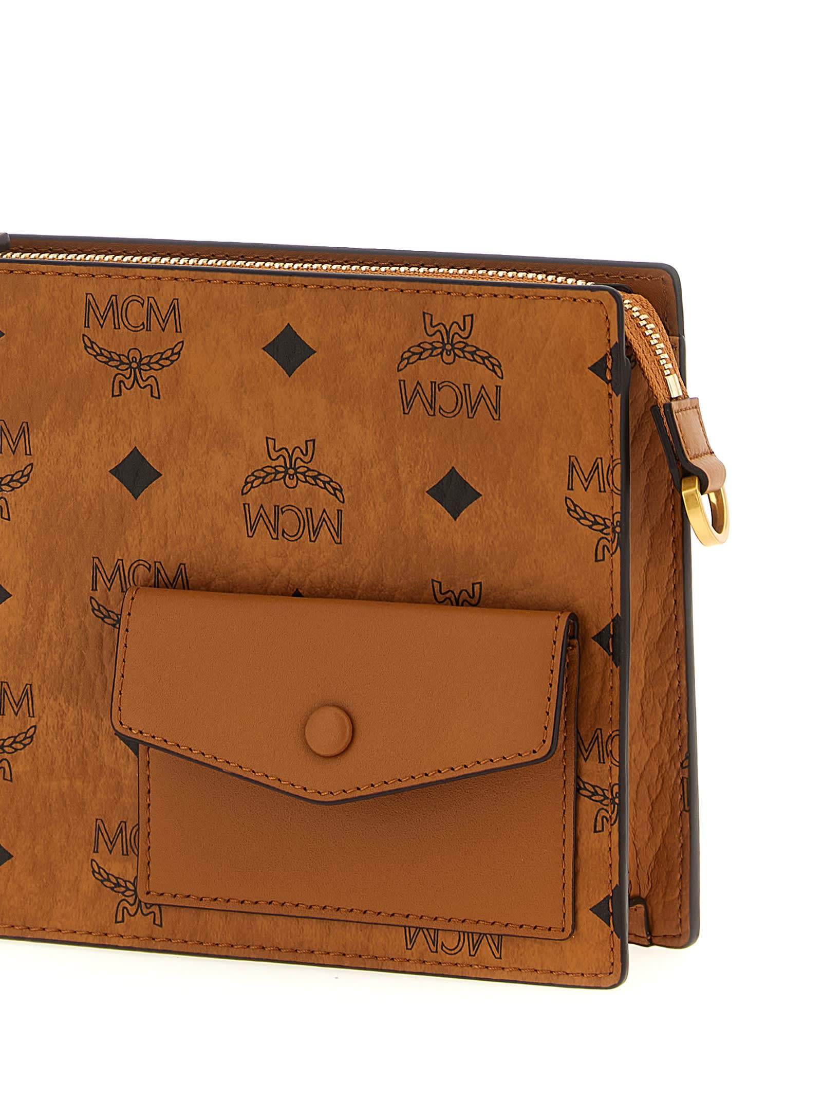 Mcm Shoulder Bags With Adjustable Strap And Front Pocket In Brown