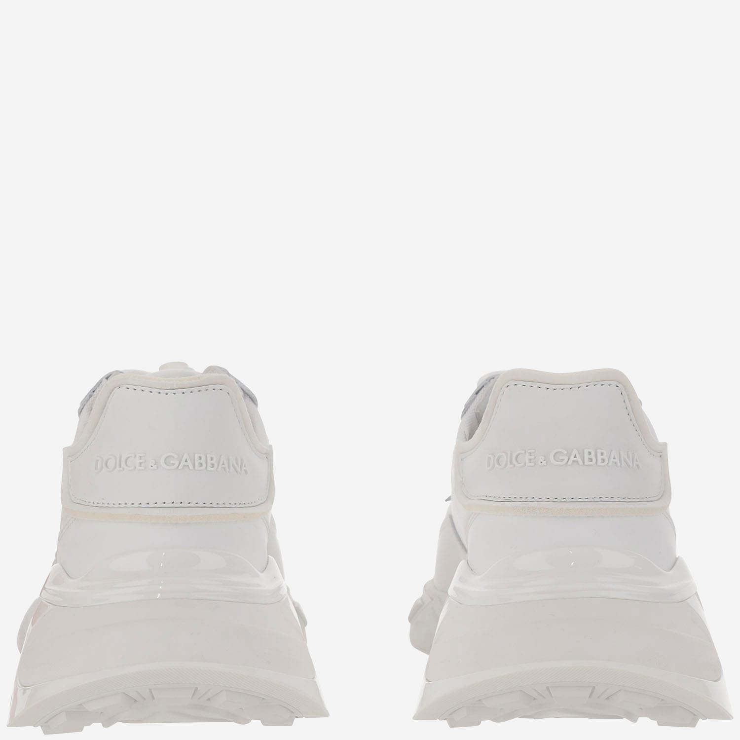 Dolce & Gabbana Fabric And Leather Sneakers With Chunky Sole In White