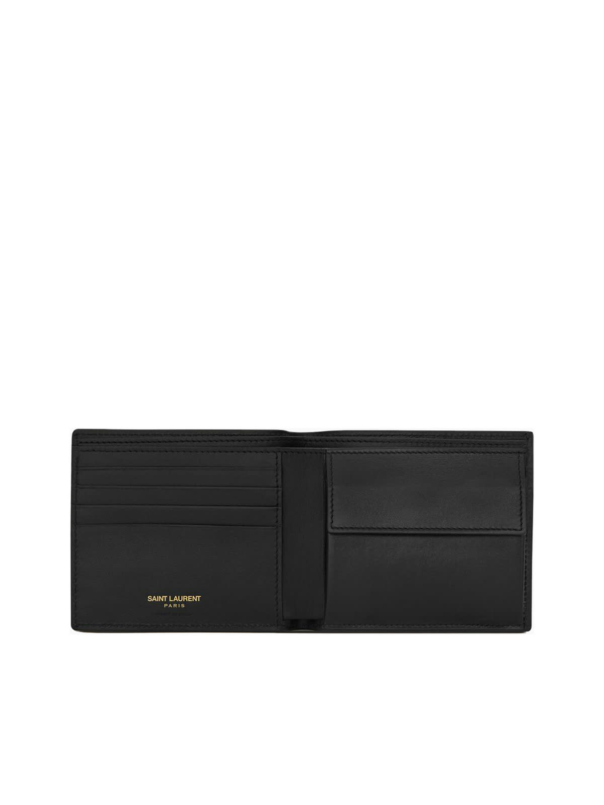 Saint Laurent Smooth Black Calfskin Bifold Wallet In Black