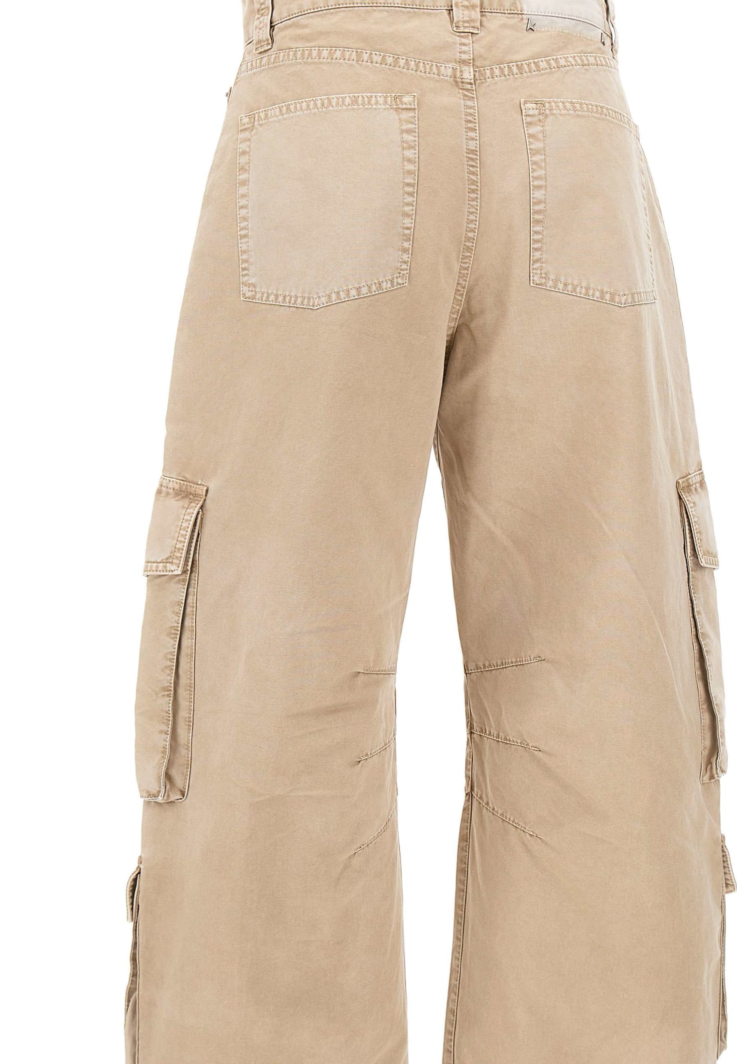 Shop Golden Goose Lenin Cotton Trousers In Beige
