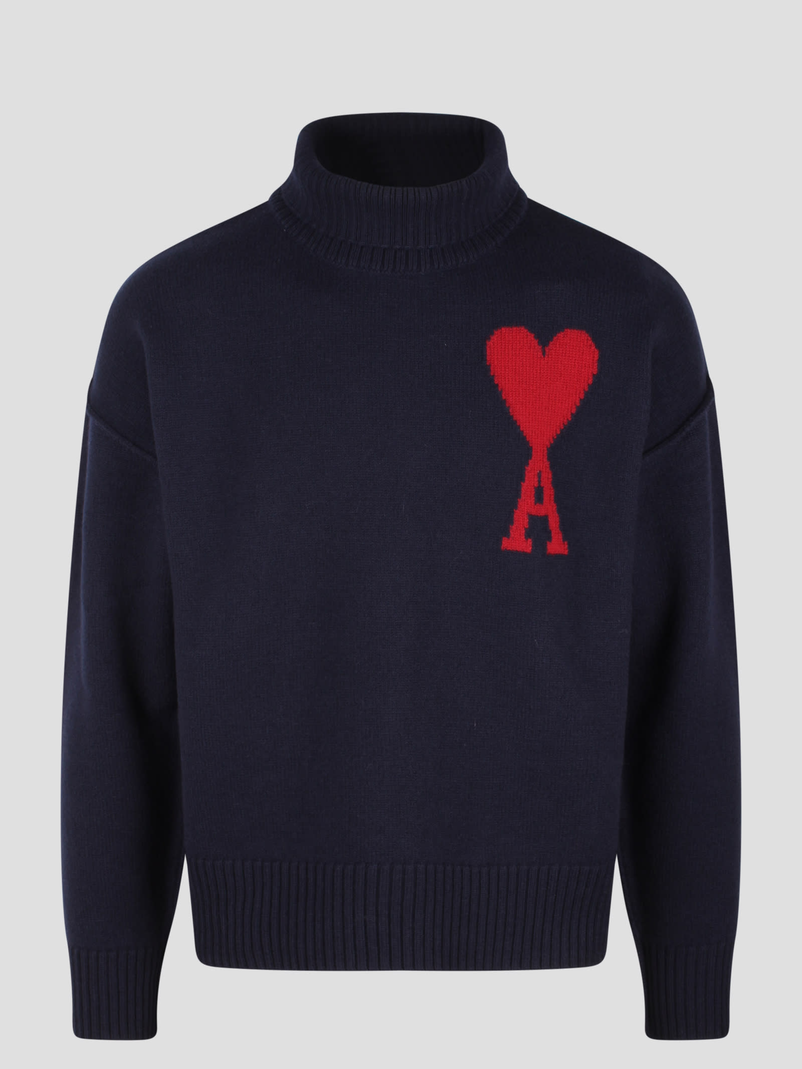 Shop Ami Alexandre Mattiussi Red Ami De Coeur Sweater In Dark Blue