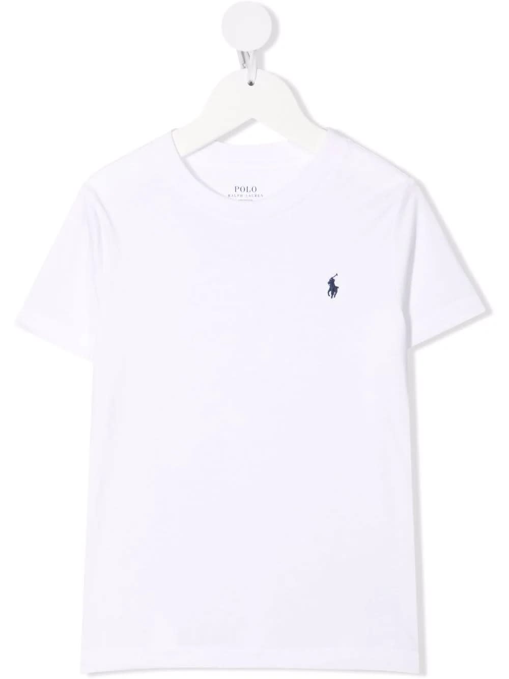 Ralph Lauren Child T-shirt In White Cotton With Black Pony