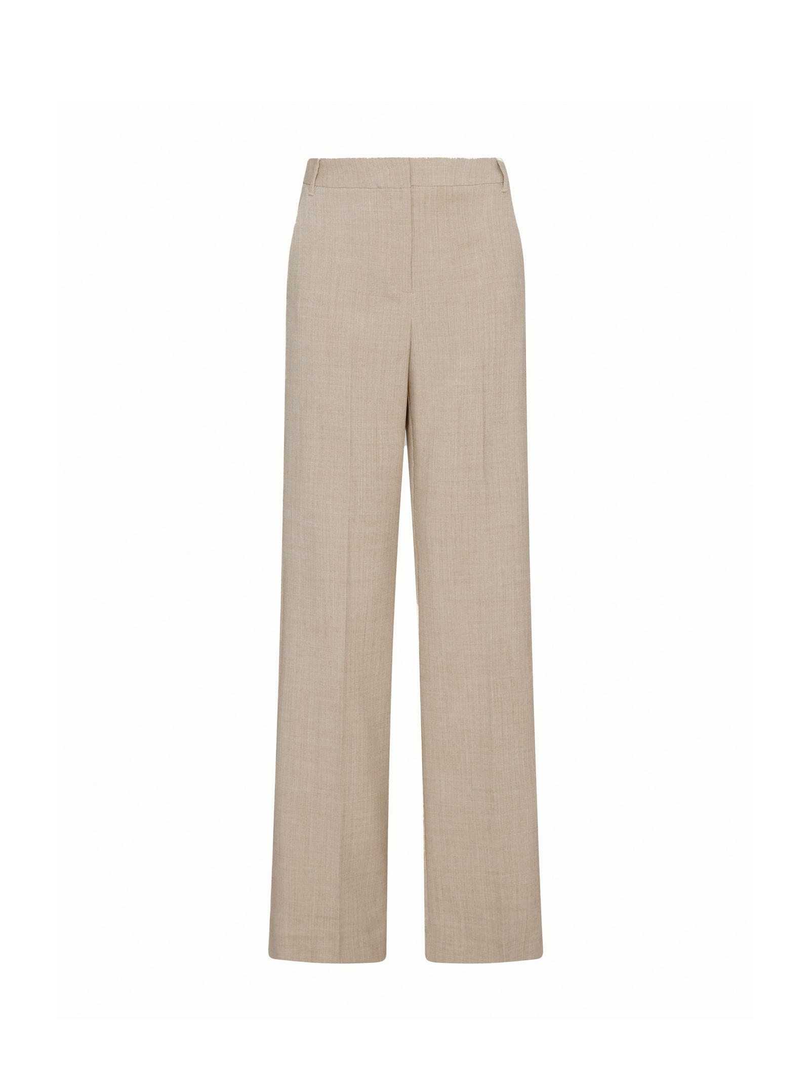 Shop Marella Beige High-waisted Trousers In Beige Melange