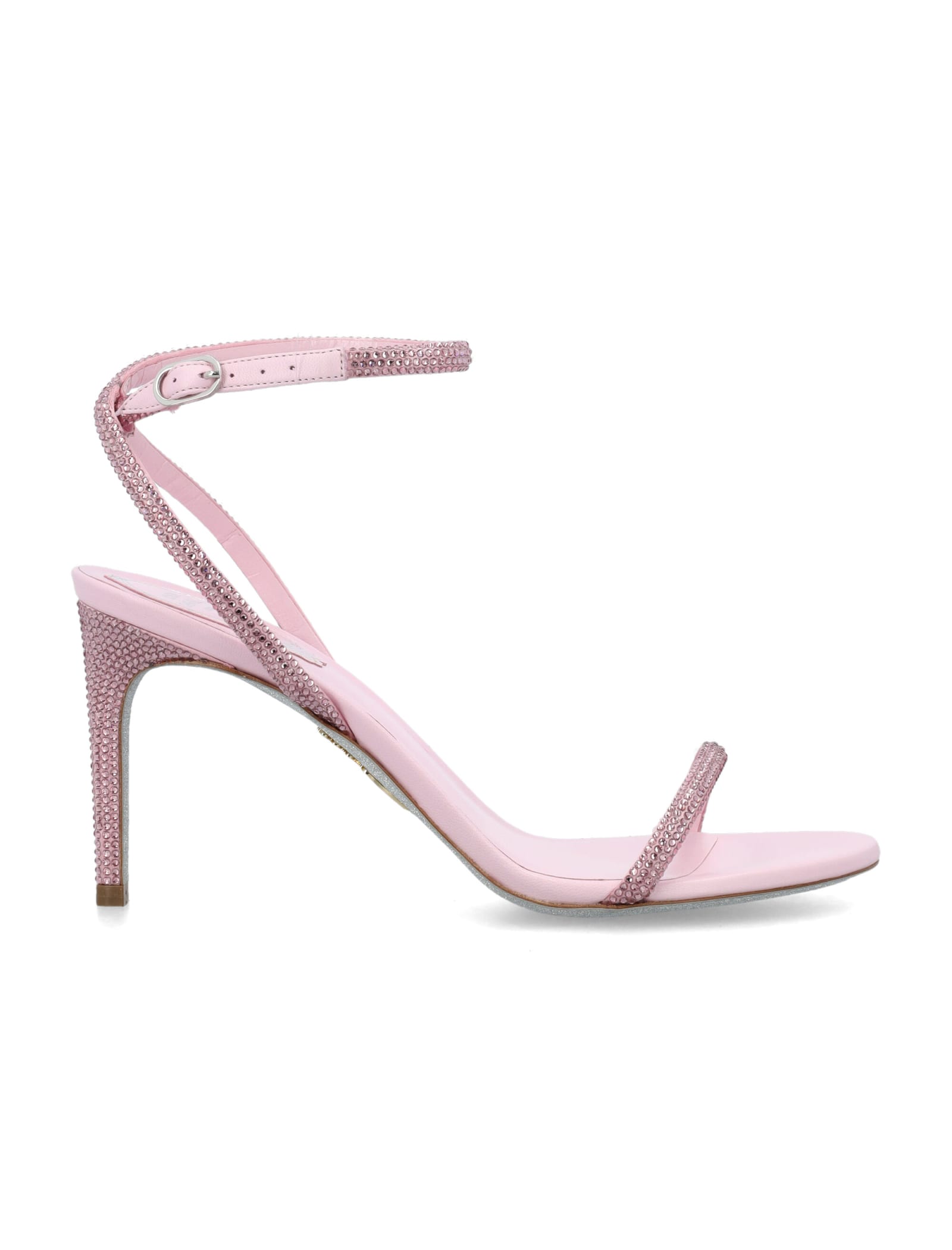 Shop René Caovilla Ellabrita Sandals 85 In Pink Satin Light Rose