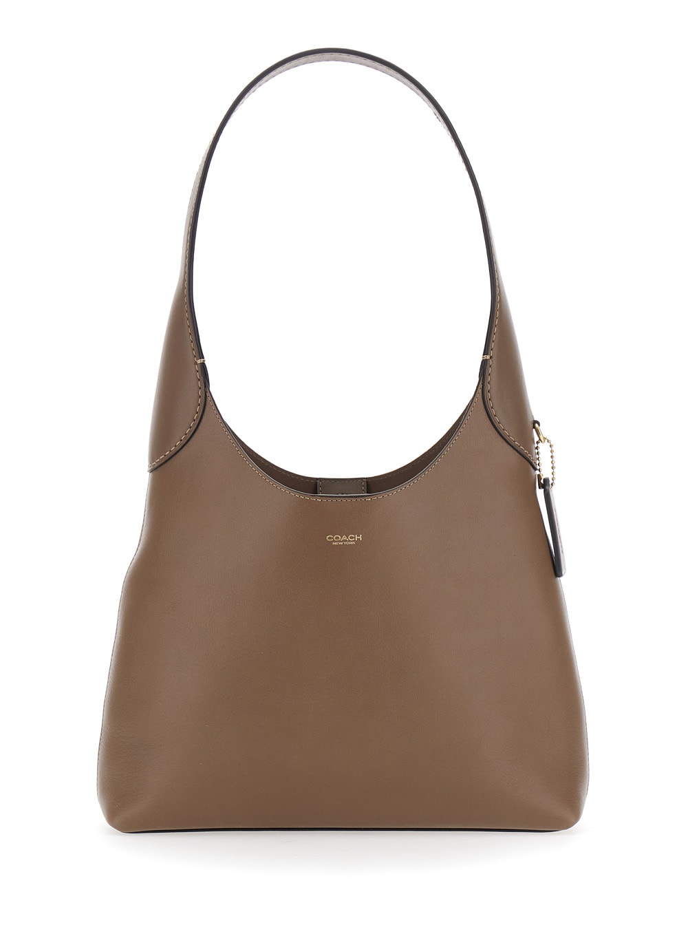 brooklyn 28 Brown With Single Shoulder Strap And Logo Lettering On The Front In Leather Woman