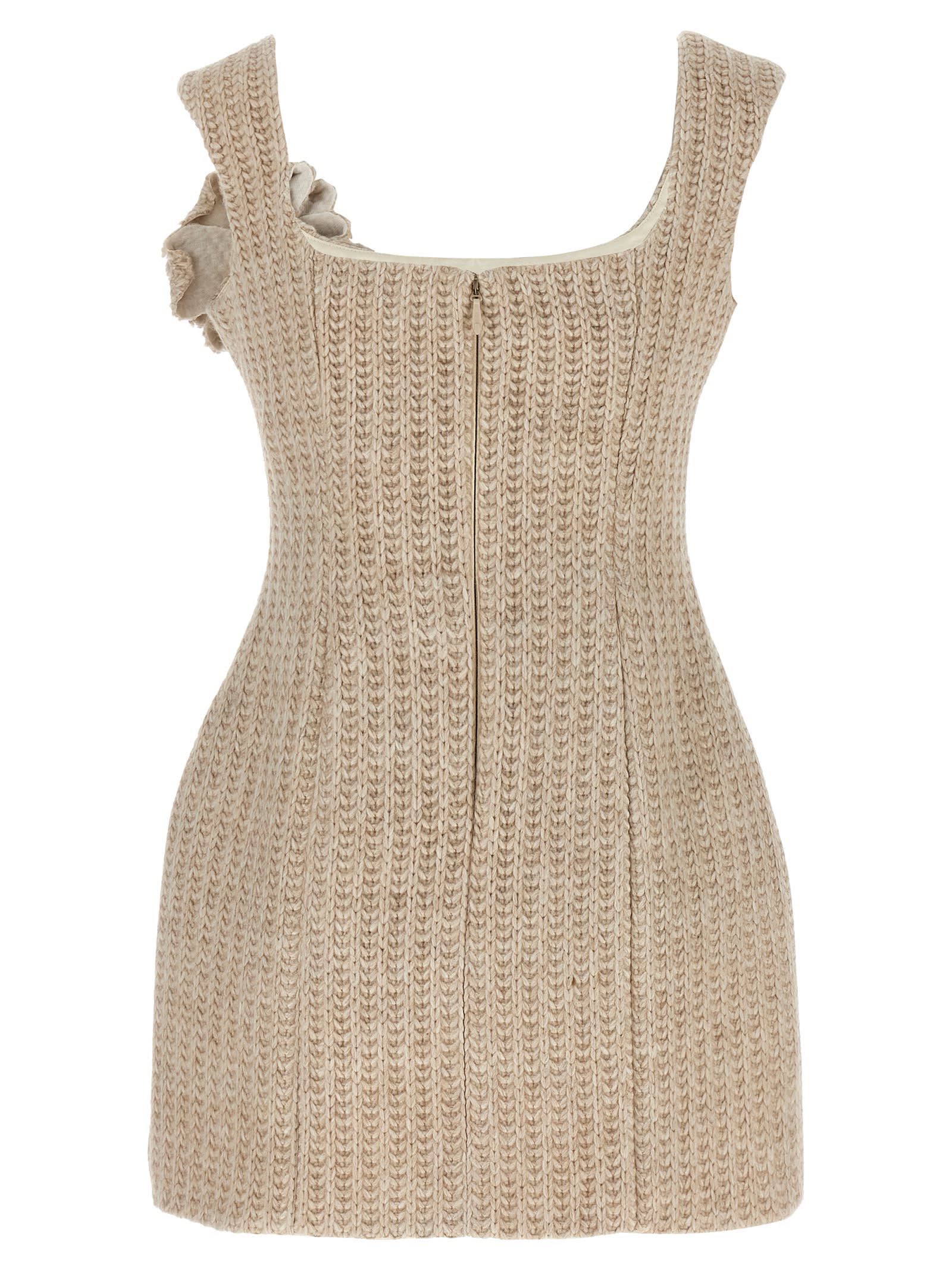 Giuseppe Di Morabito Alpaca Blend Mini Dress With Hourglass Silhouette In Brown