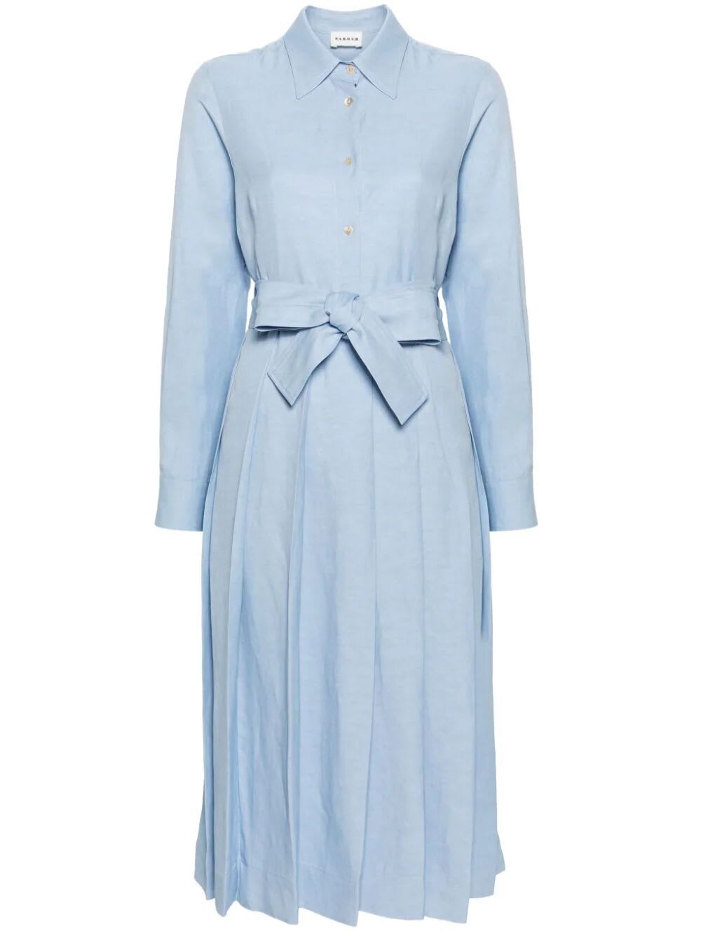 Shop P.a.r.o.s.h Long Sleeves Chemisier Dress In Light Blue Dust