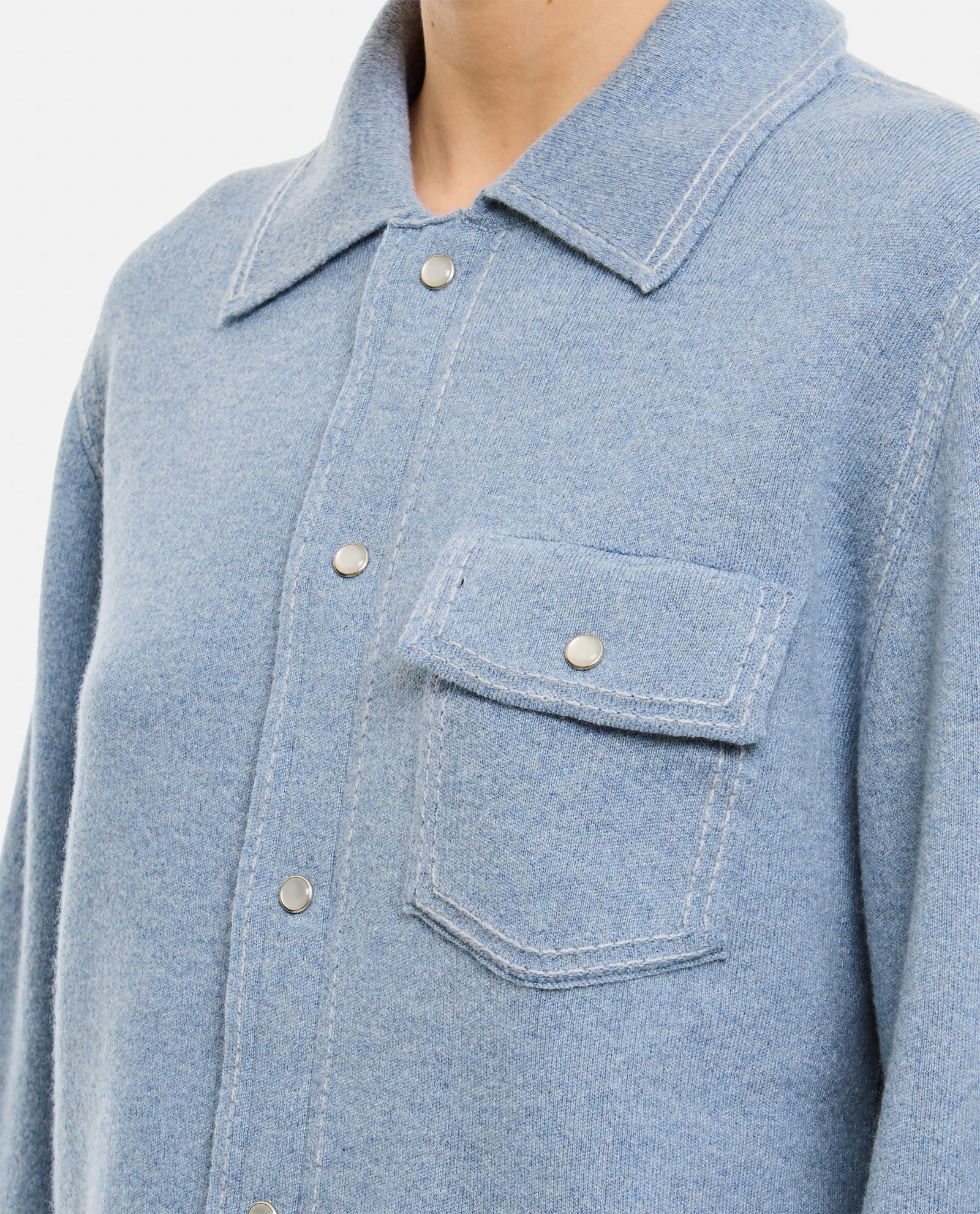 Shop Barrie Cashmere Overshirt In Clear Blue