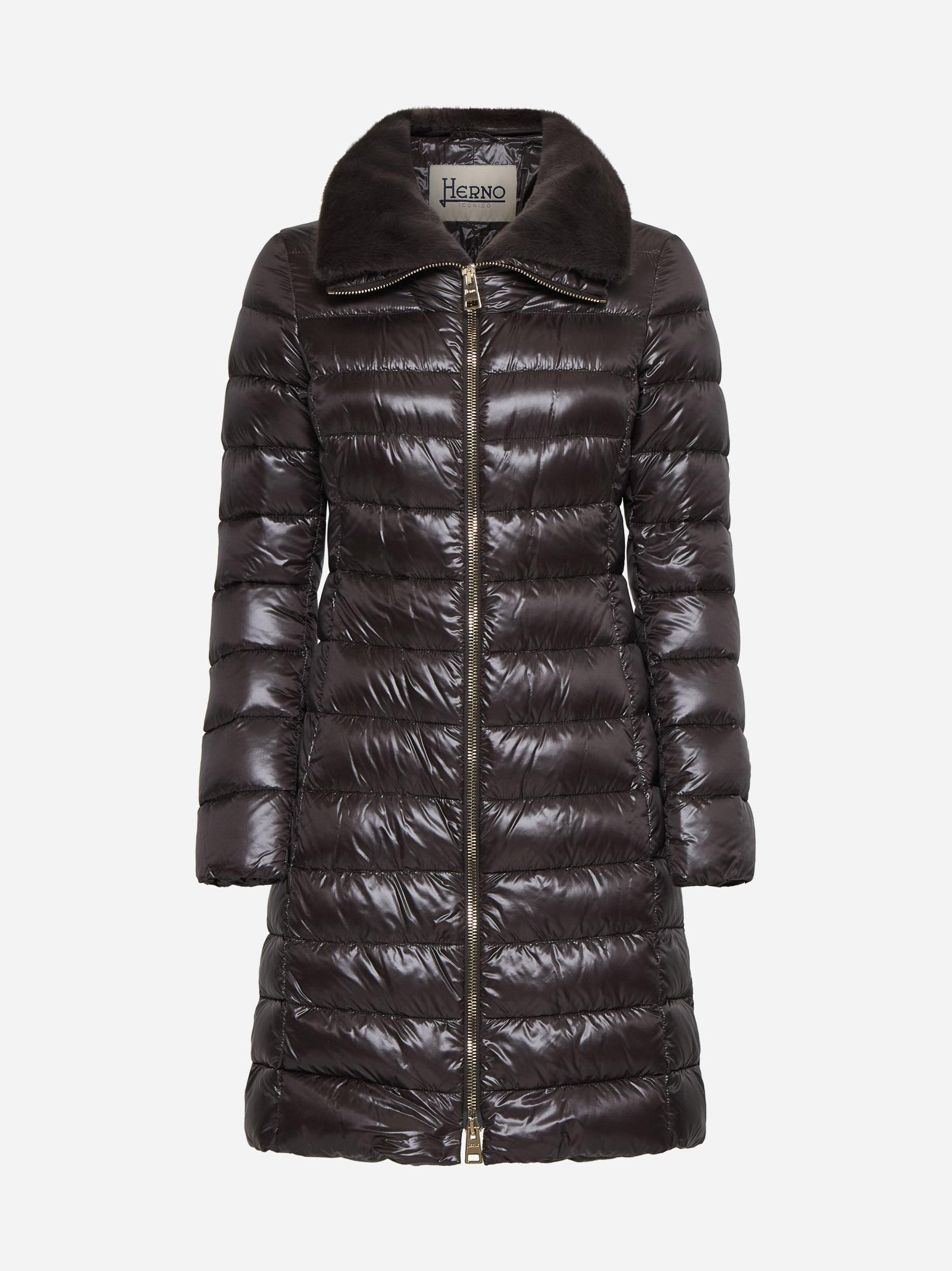 Shop Herno Elisa Quilted Nylon Down Jacket In Brown