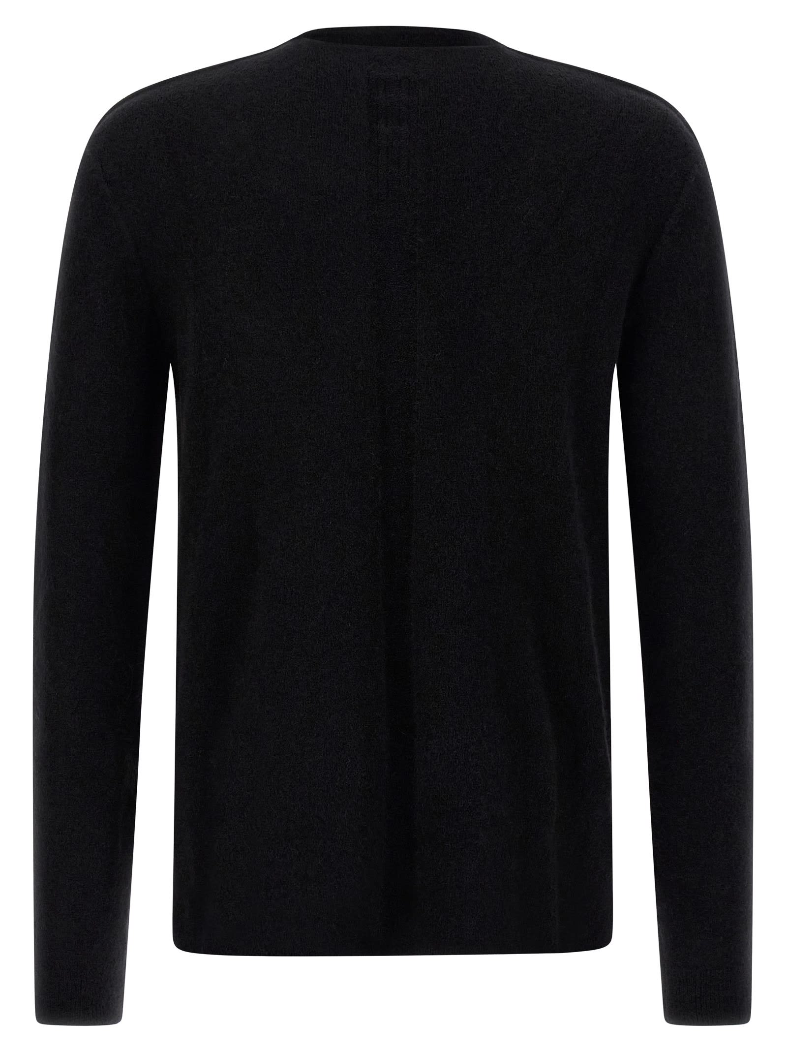 Rick Owens Black Concordians Ls Grid Knit Sweater In Black
